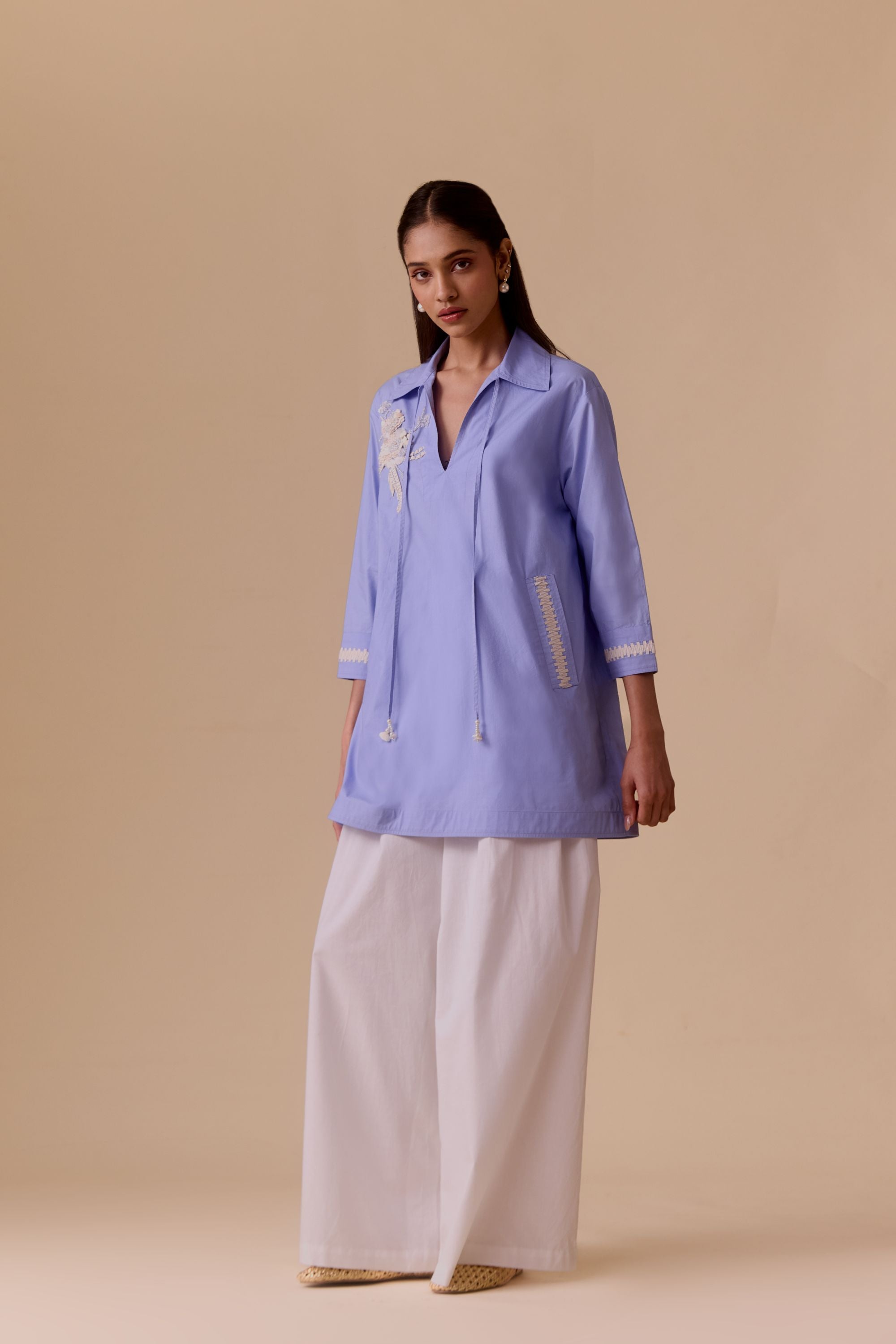 Fiona Blue tunic style classic shirt