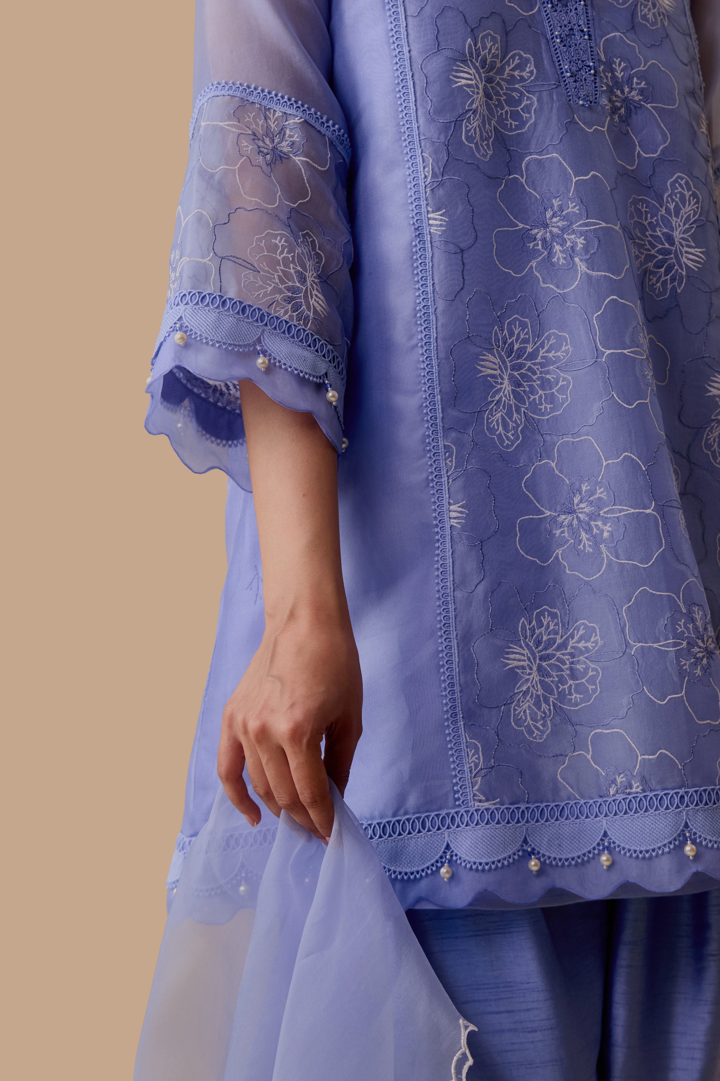 Farida Blue emboidered summer kurta set