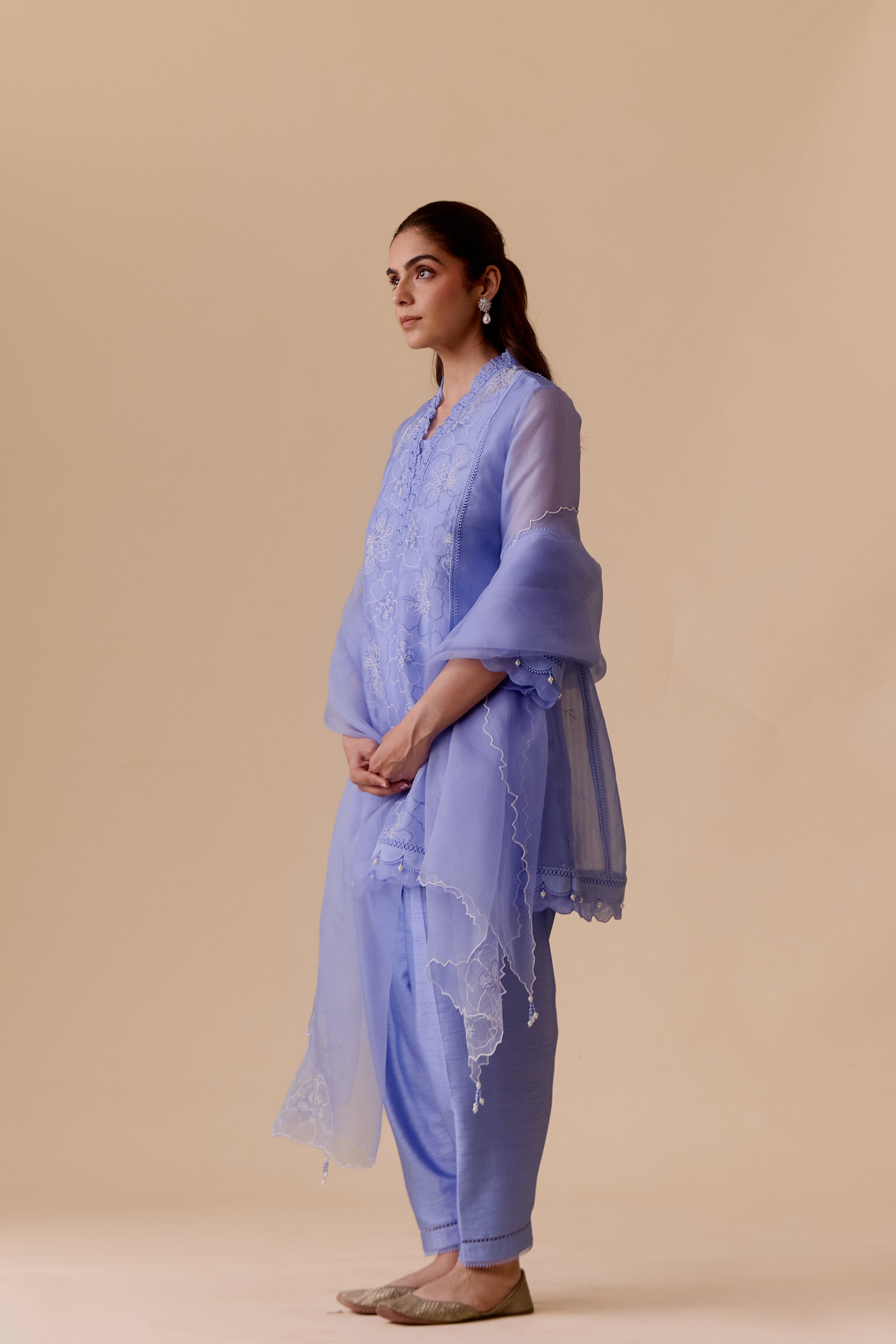 Farida Blue emboidered summer kurta set