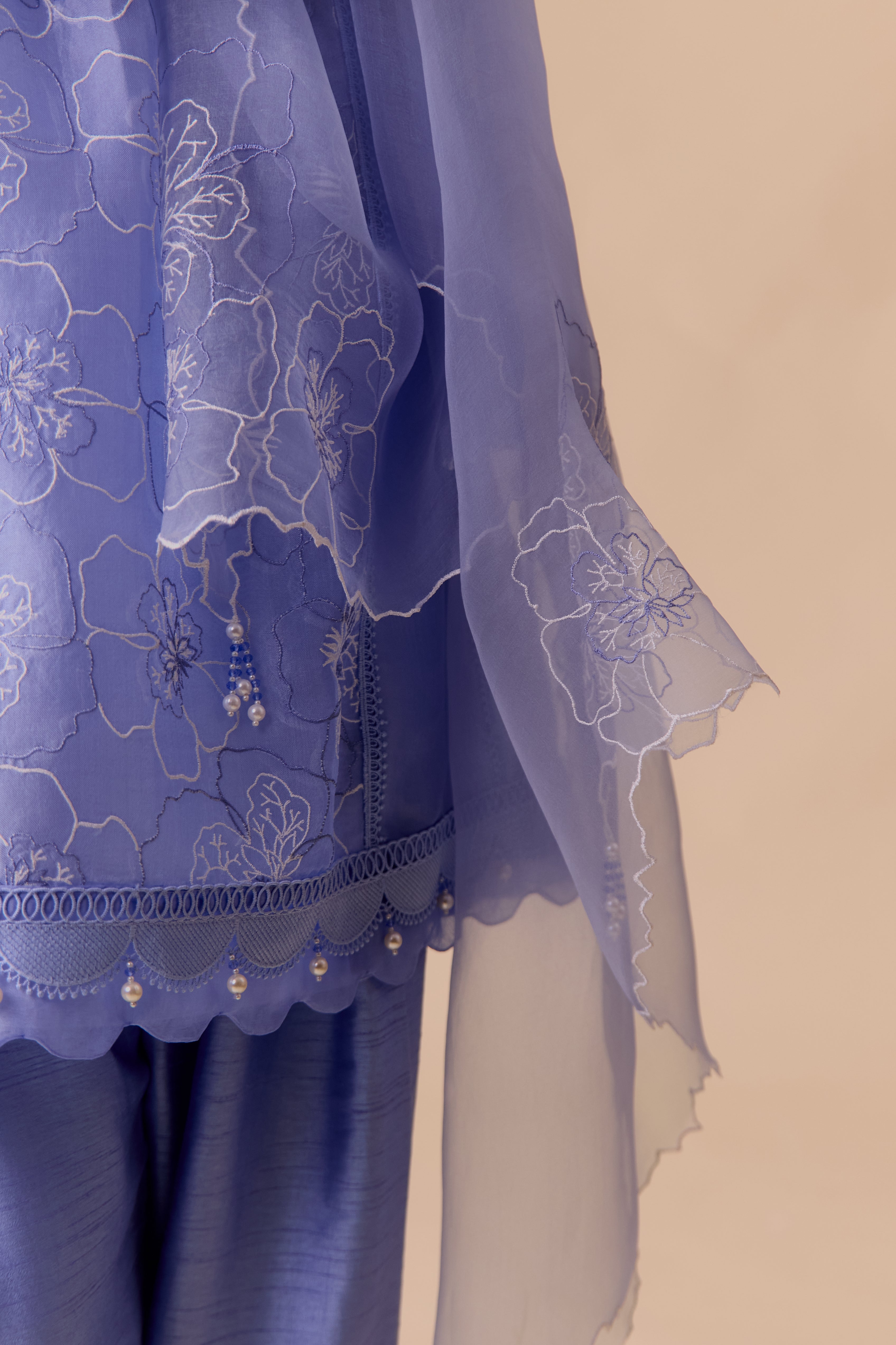 Farida Blue emboidered summer kurta set