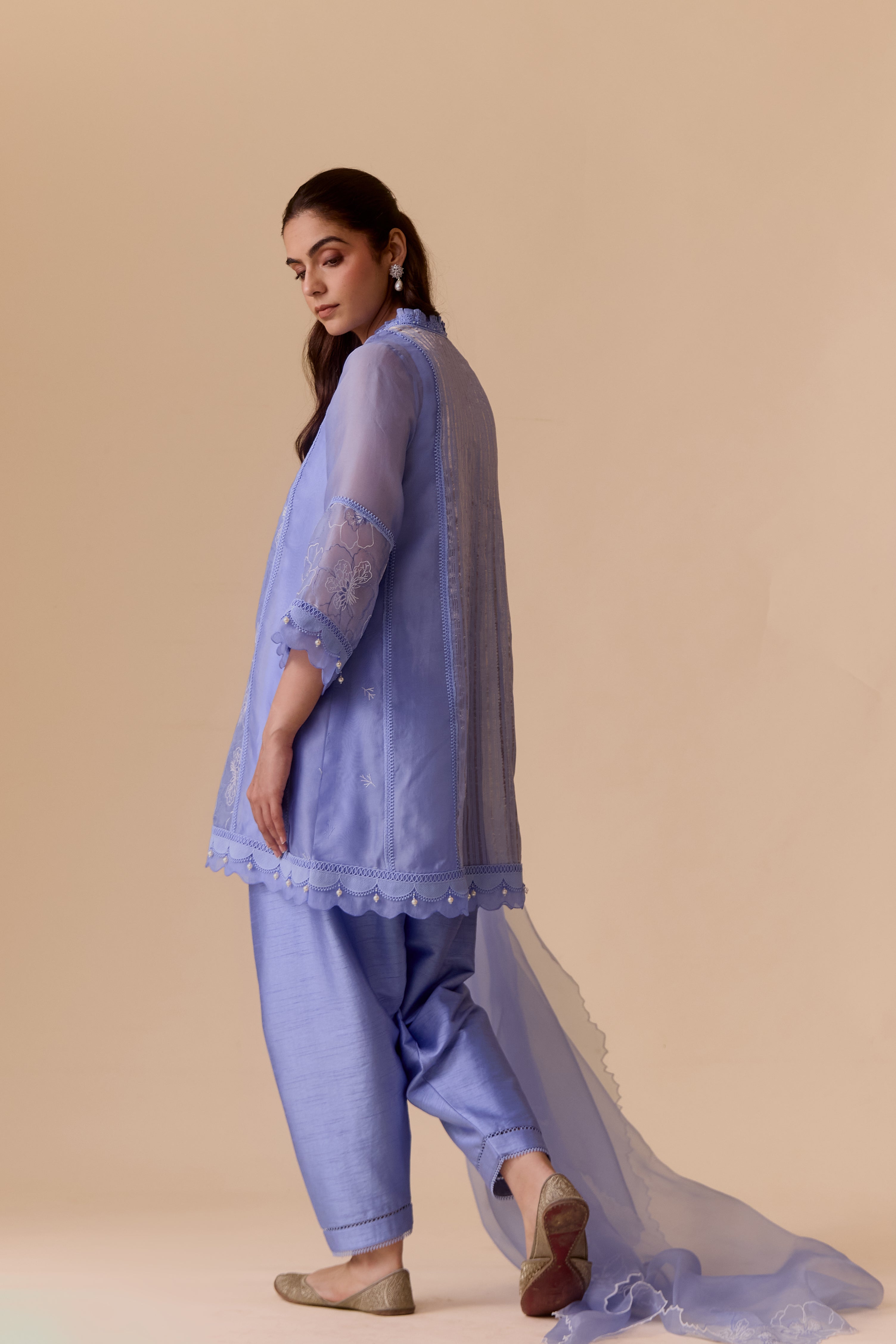 Farida Blue emboidered summer kurta set