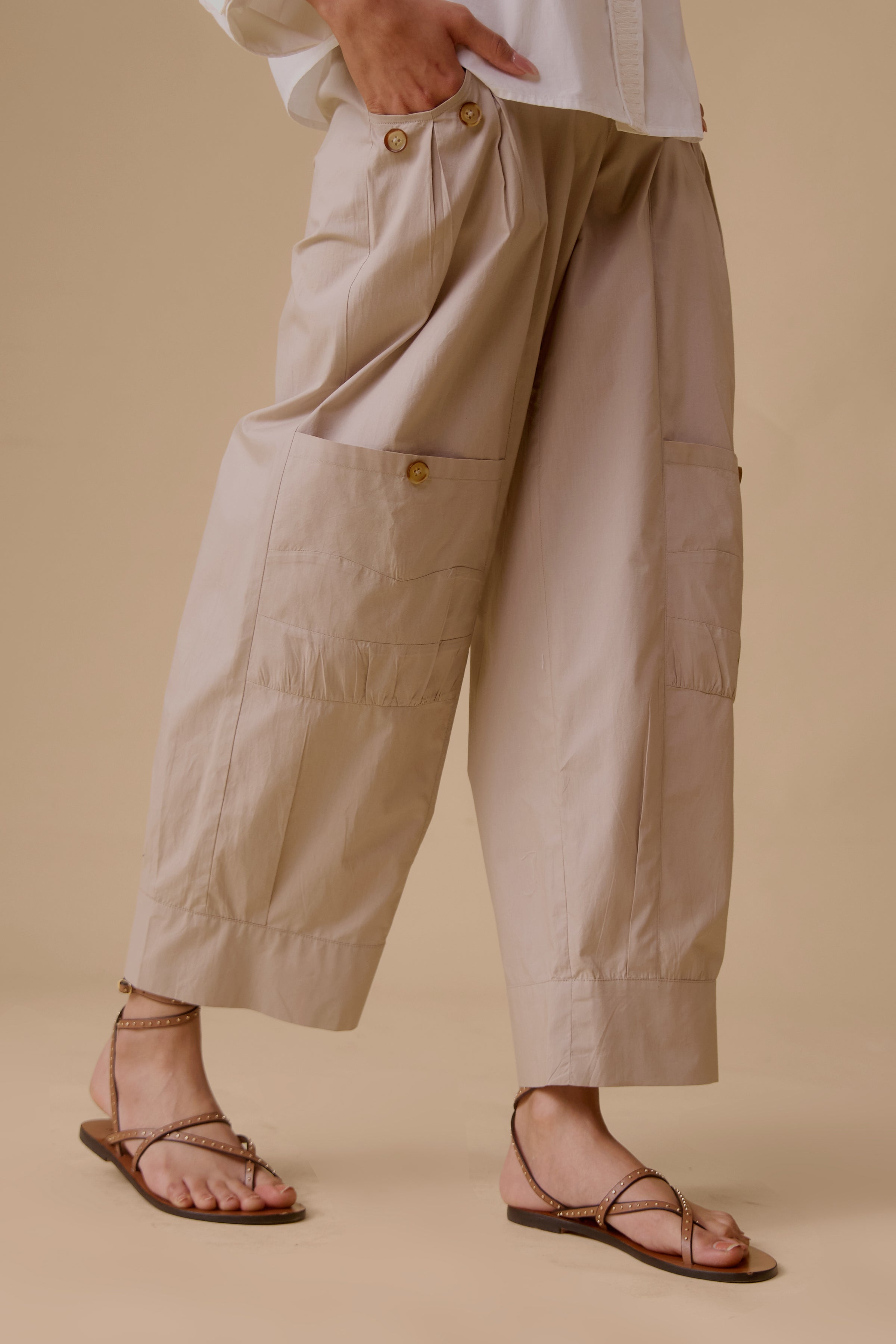 Manya beige high waist pants