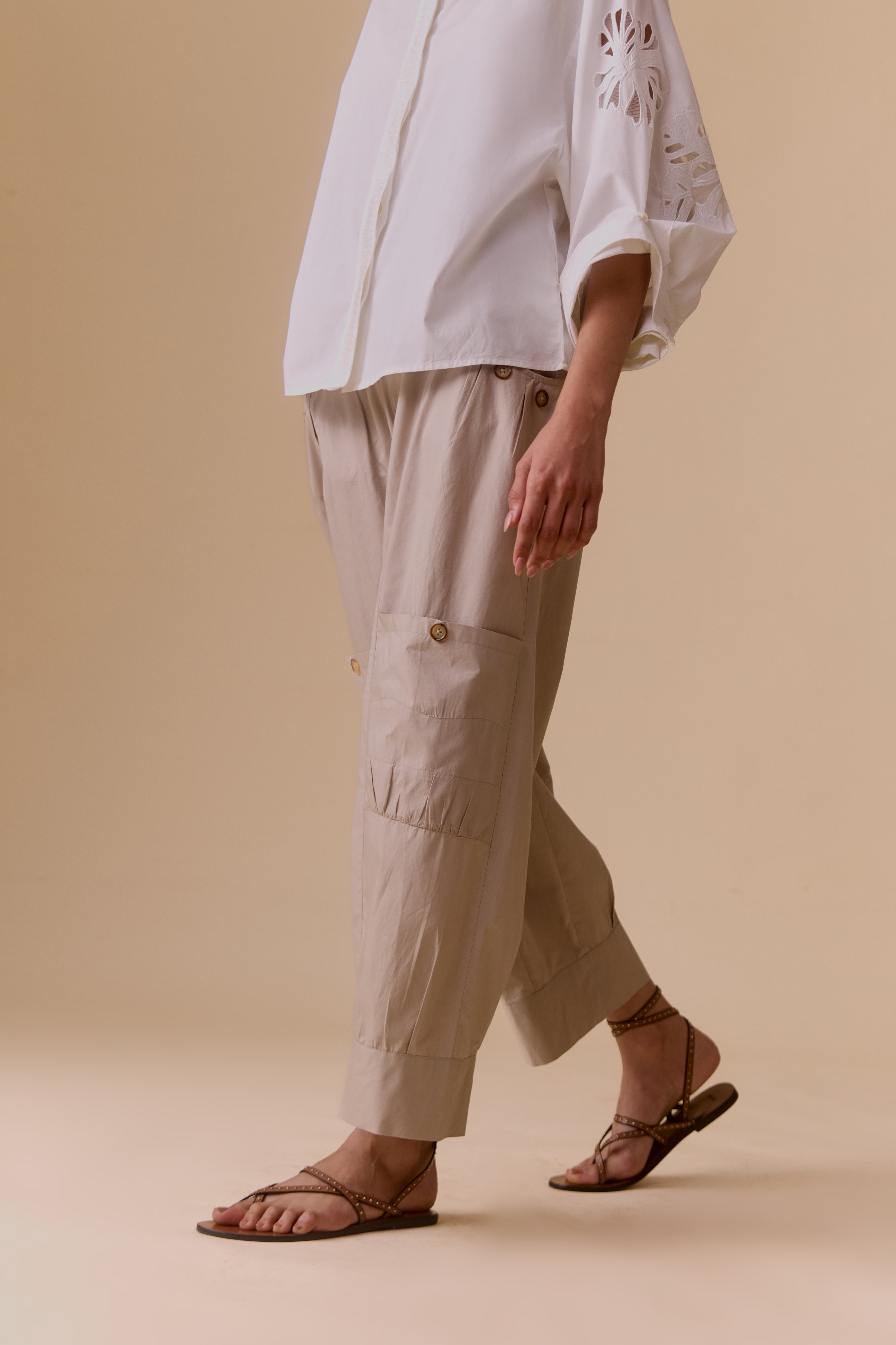 Manya beige high waist pants