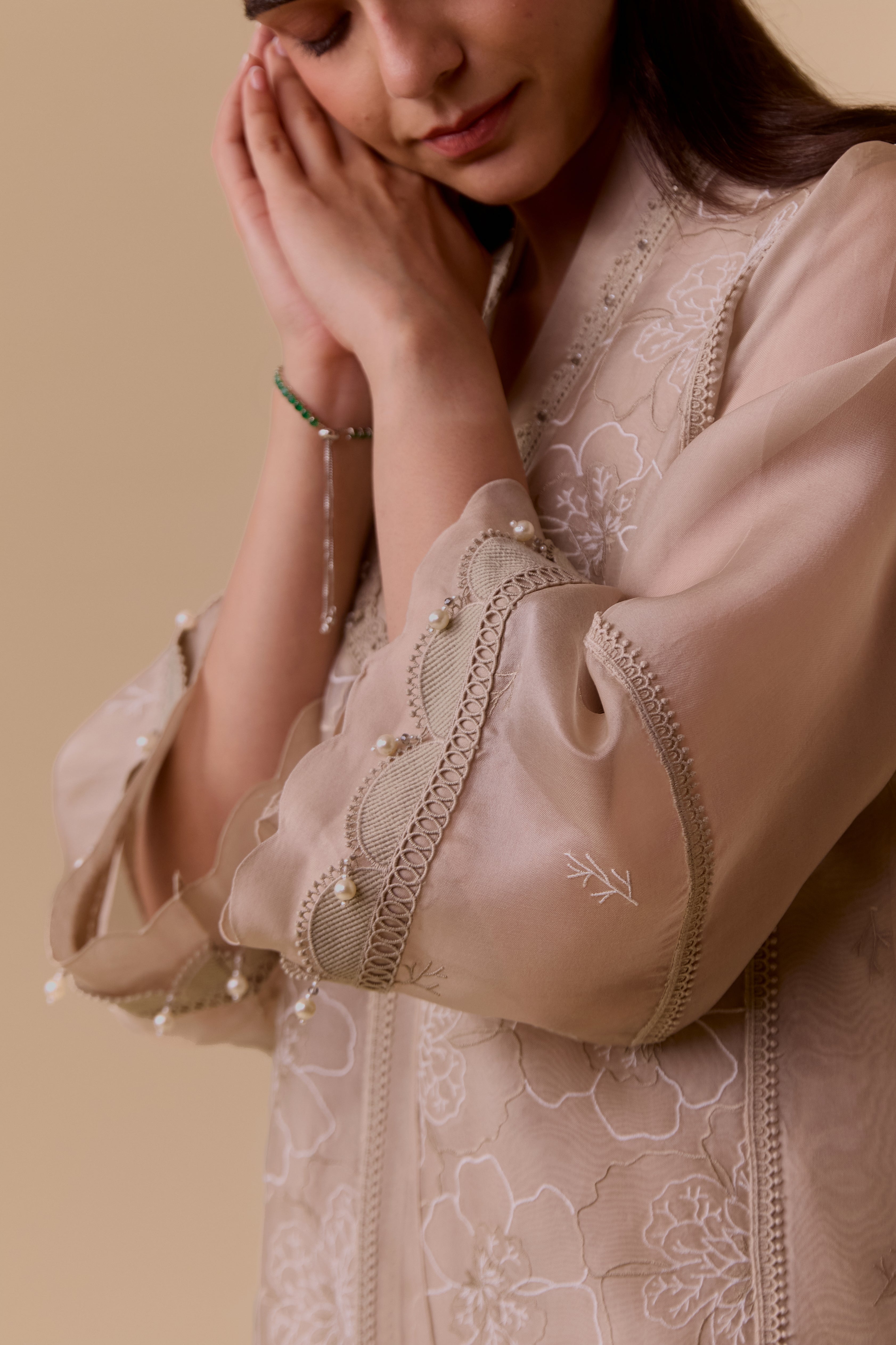 Ambreen Beige choga style kurta set