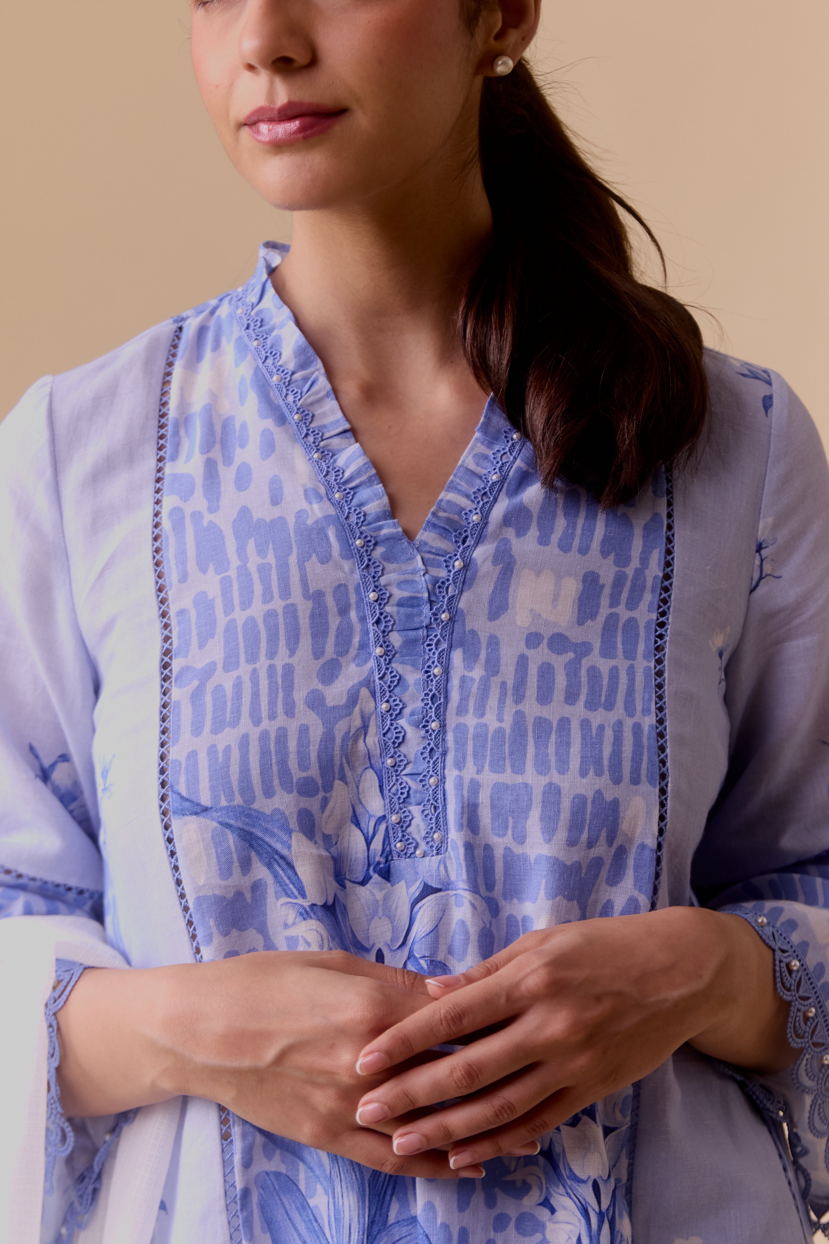 Farida signature blue print kurta