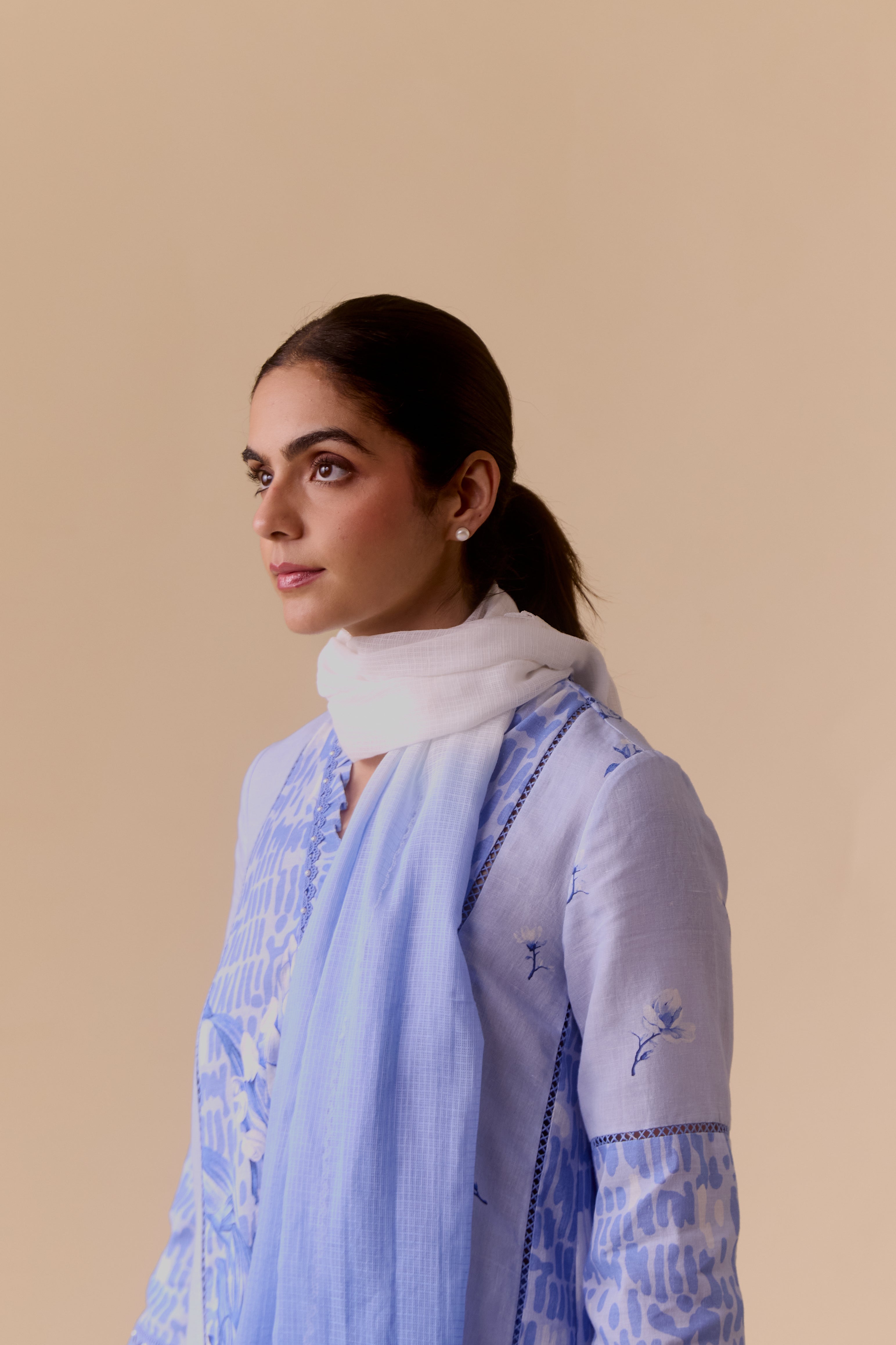 Farida signature blue print kurta