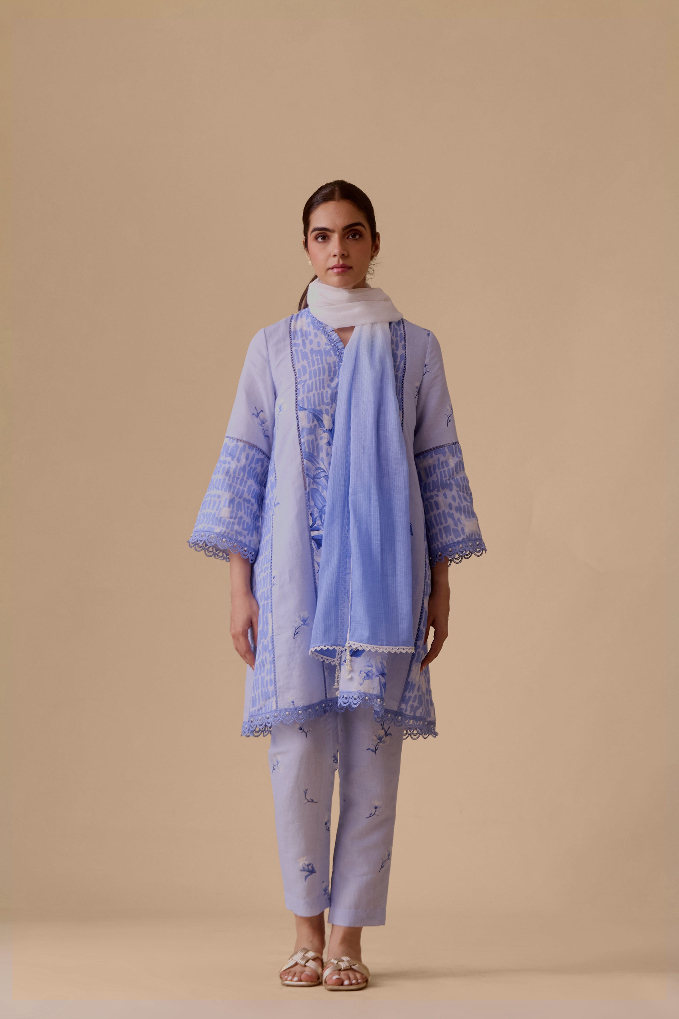 Farida signature blue print kurta