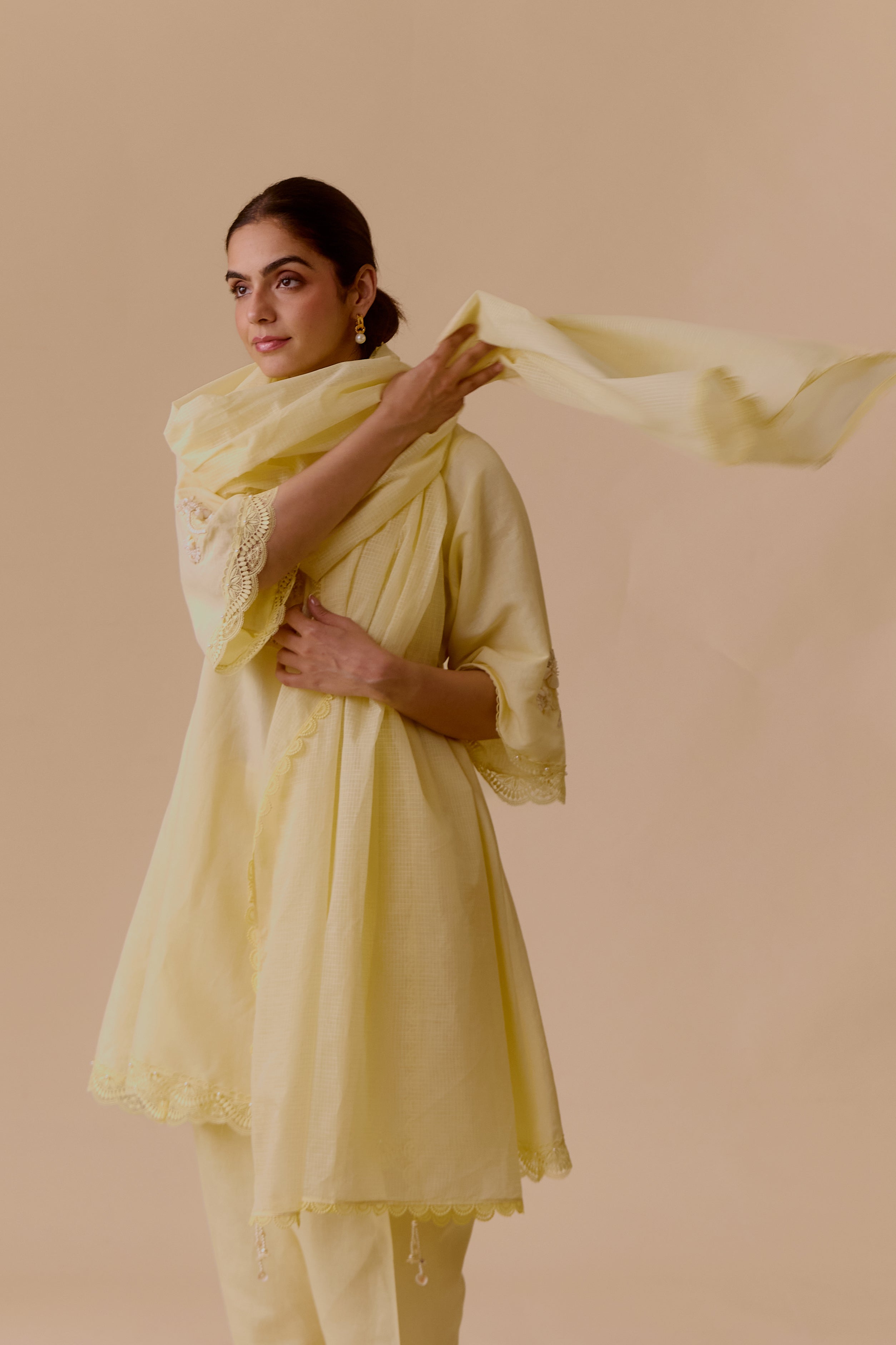 Rachel Yellow summer cotton kurta set