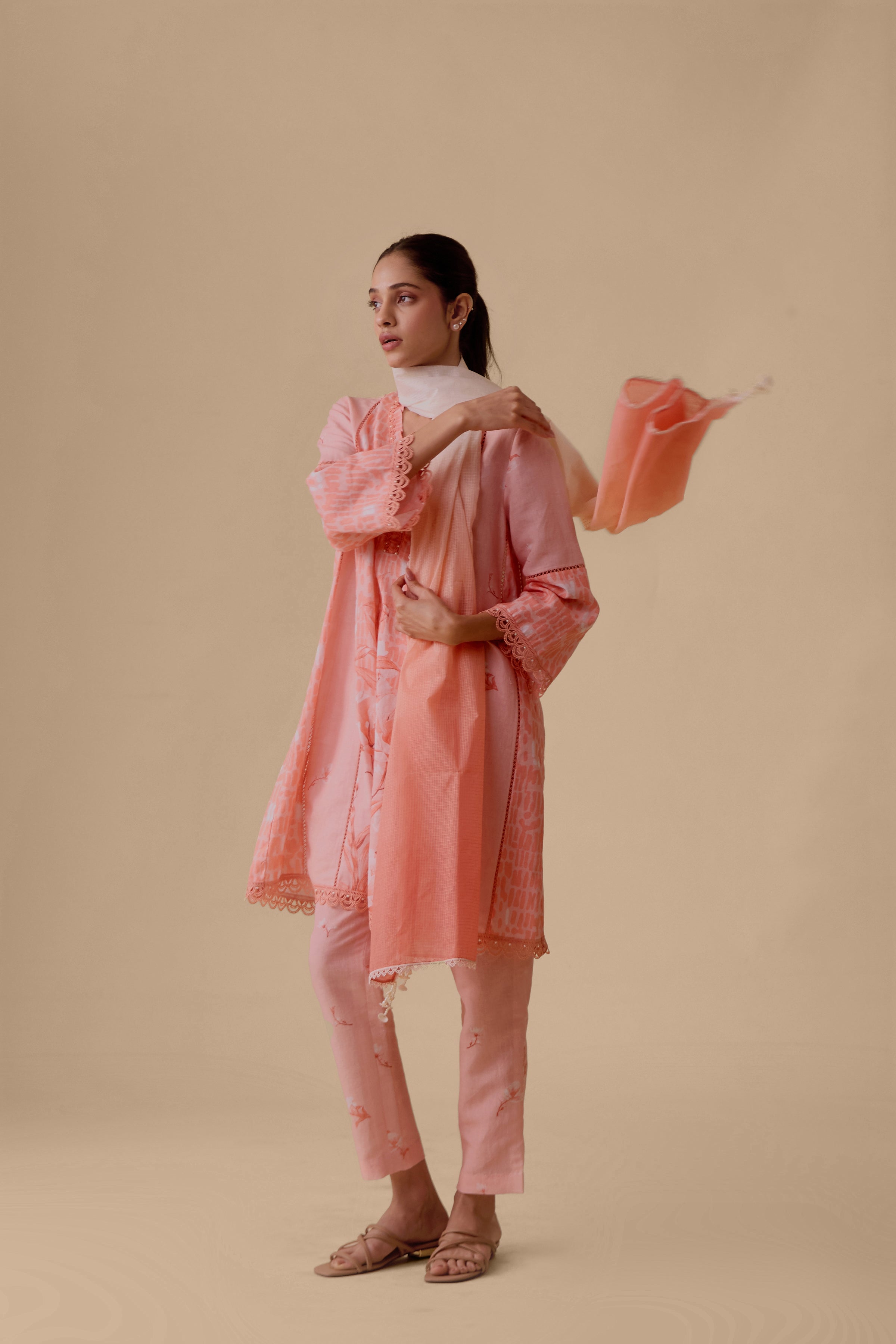 Farida signature pink print kurta