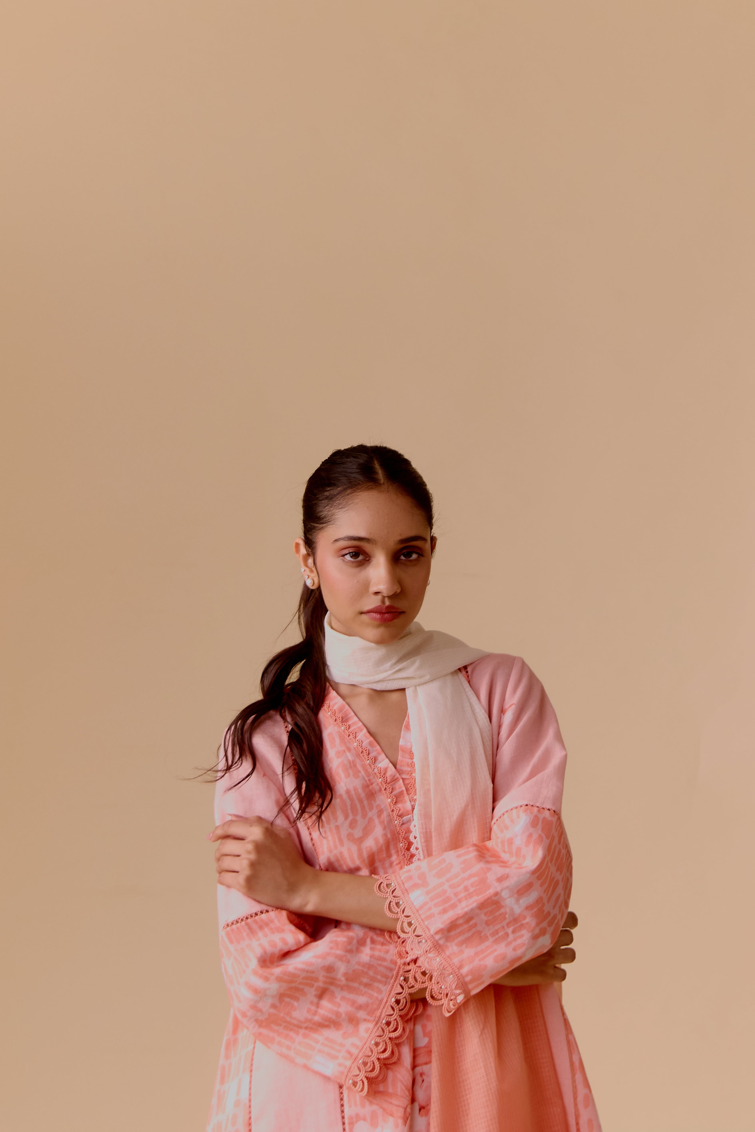 Farida signature pink print kurta