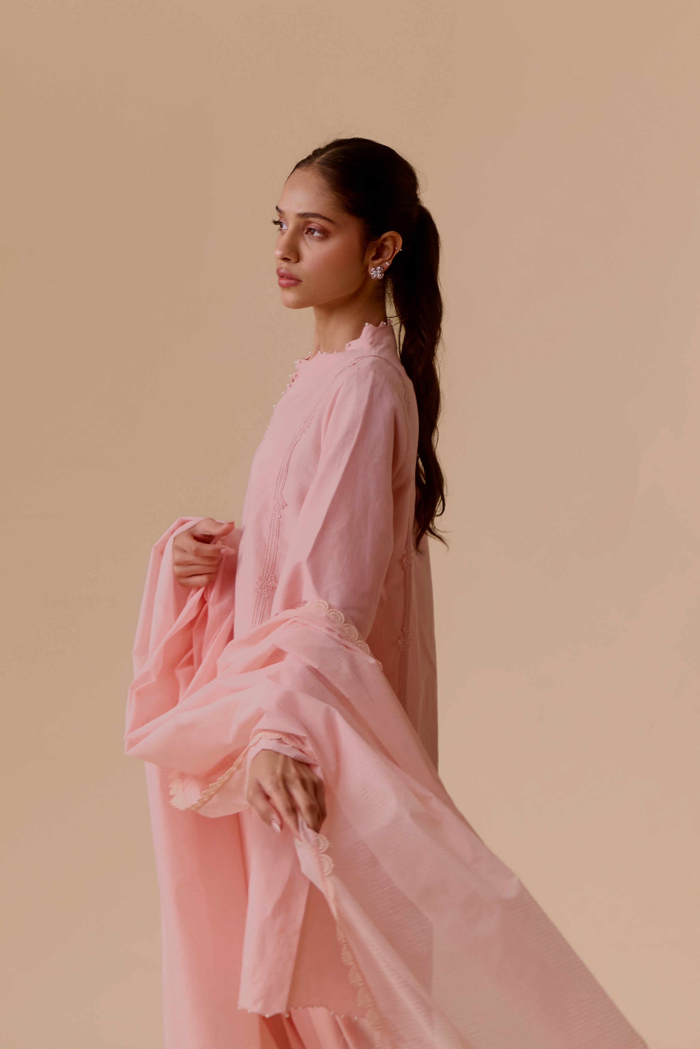 Resham Pink choga style kurta set