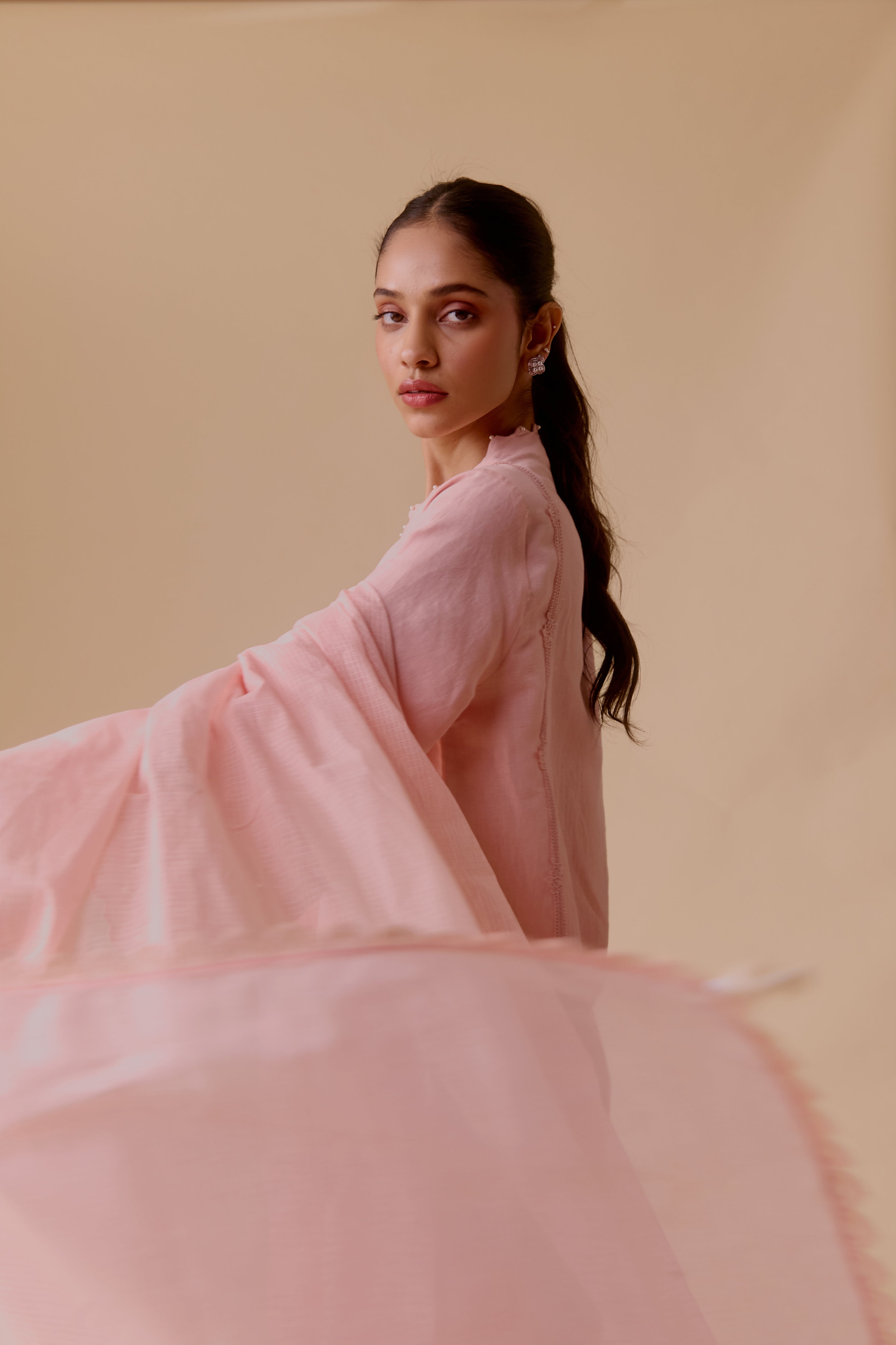 Resham Pink choga style kurta set