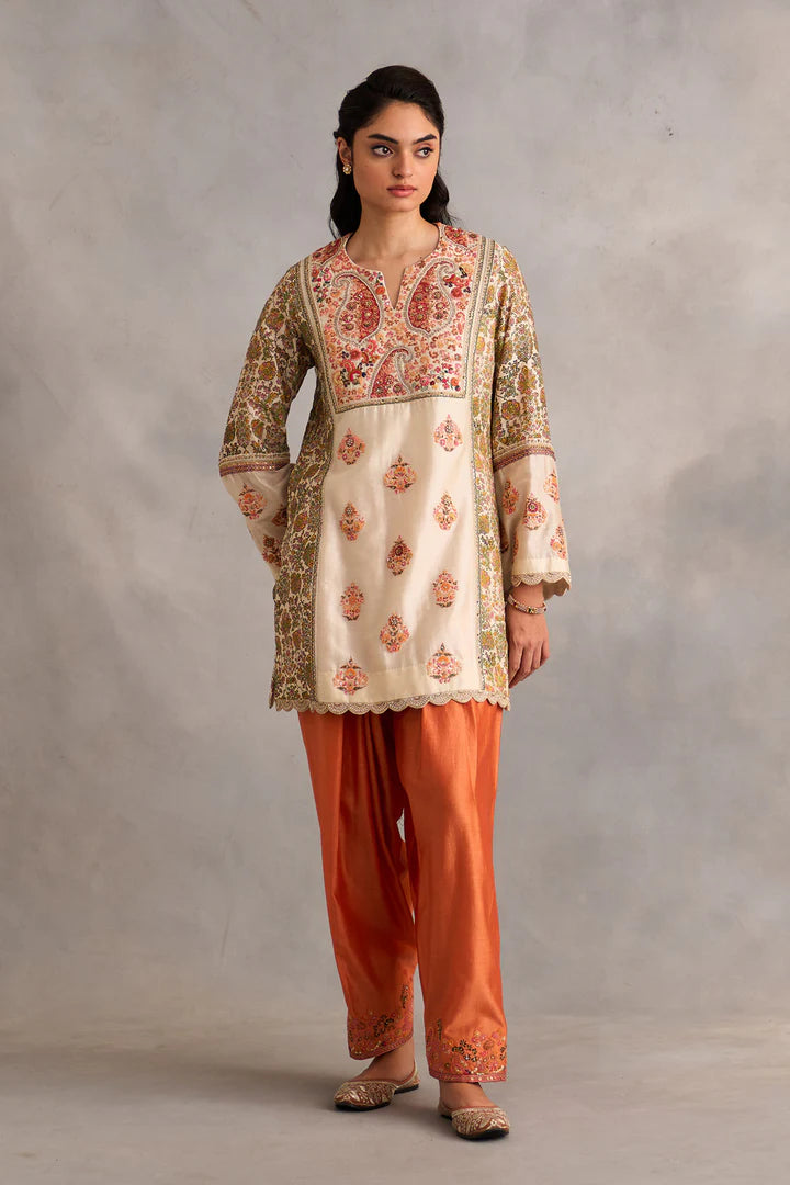 Ivory Printed Short Kurti With Salwar