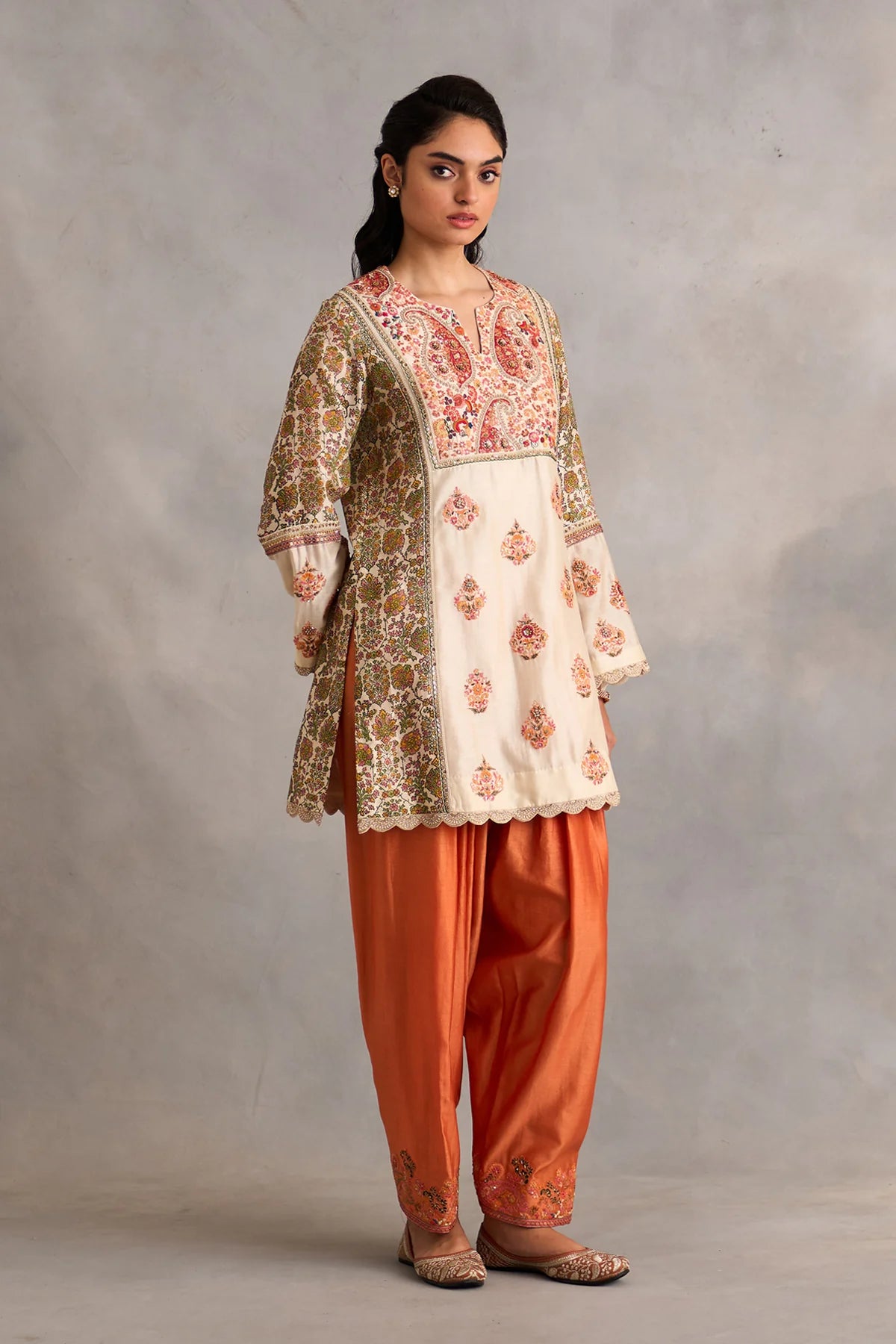 Ivory Printed Short Kurti With Salwar