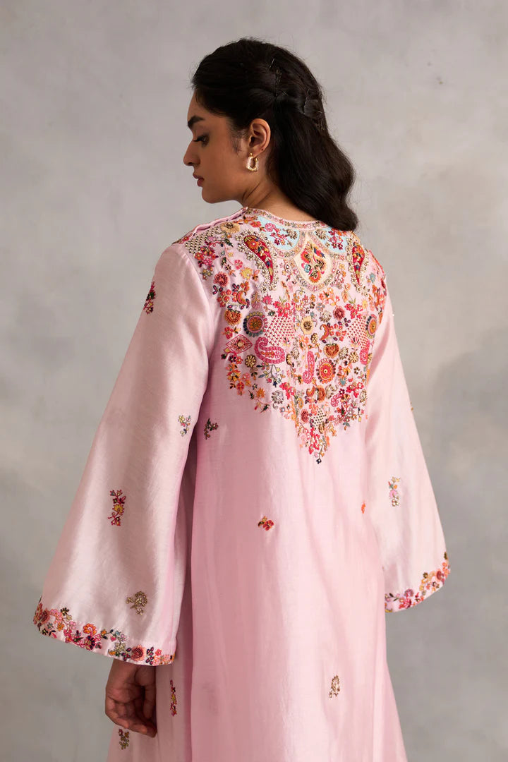 Powder Pink Asymetrical Kurta And Pants