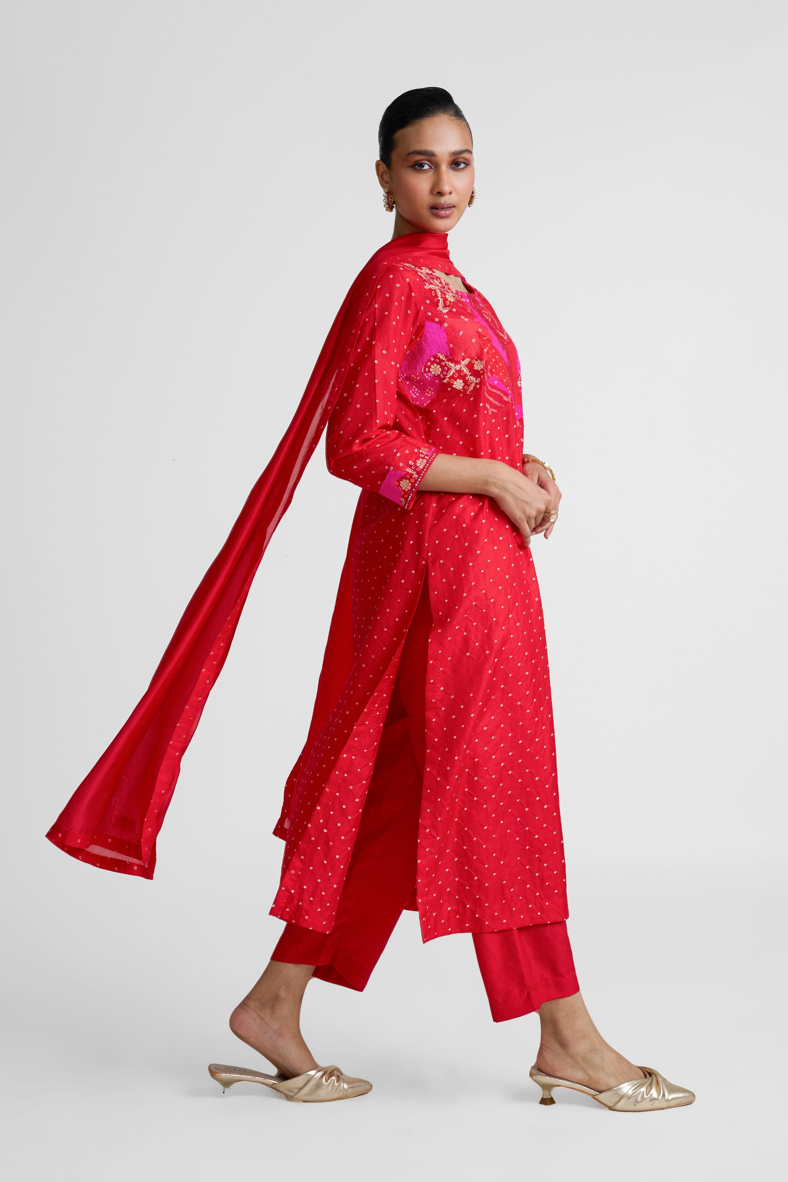 Boro Yoke Suit Set - Red