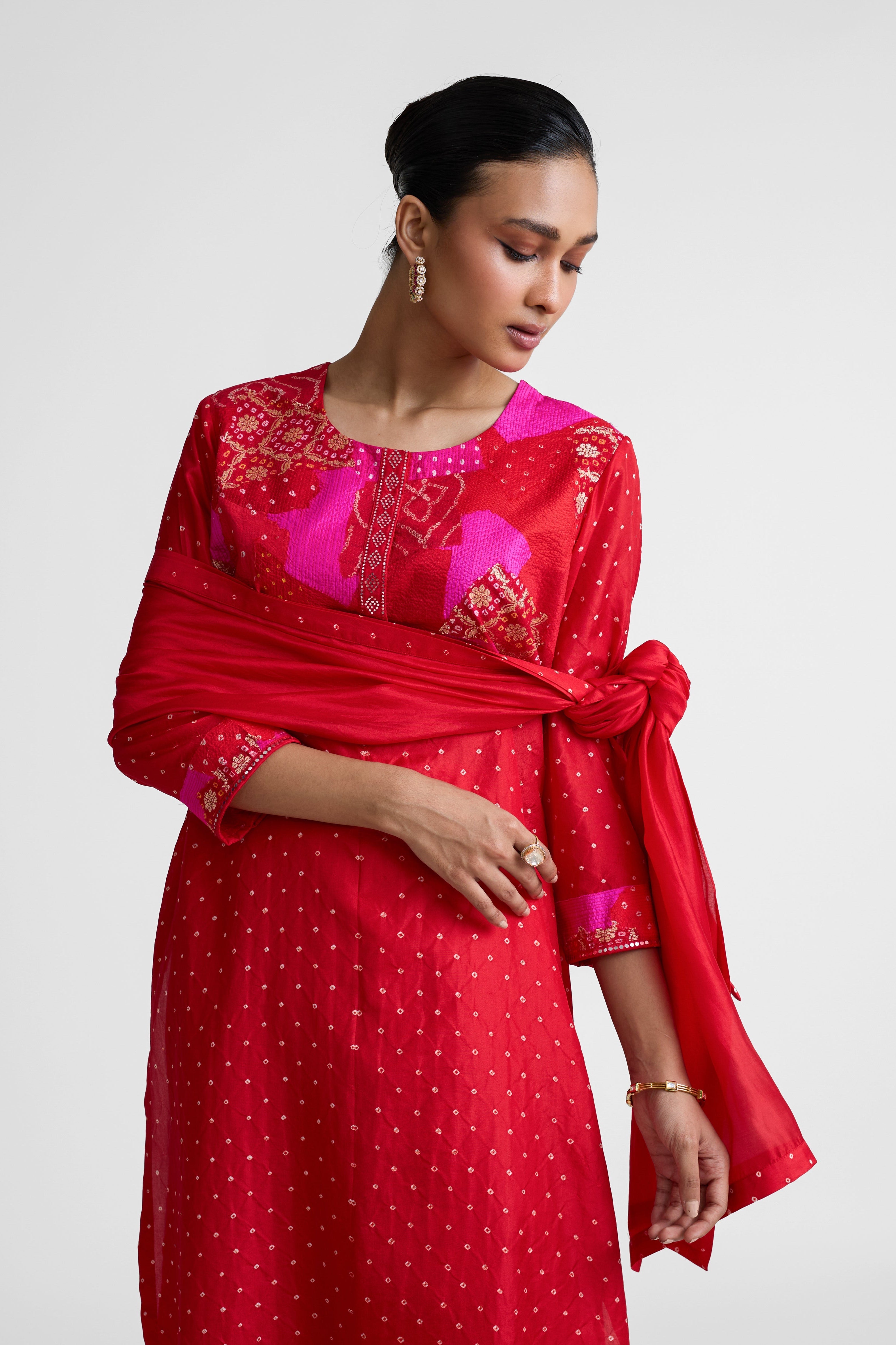 Boro Yoke Suit Set - Red