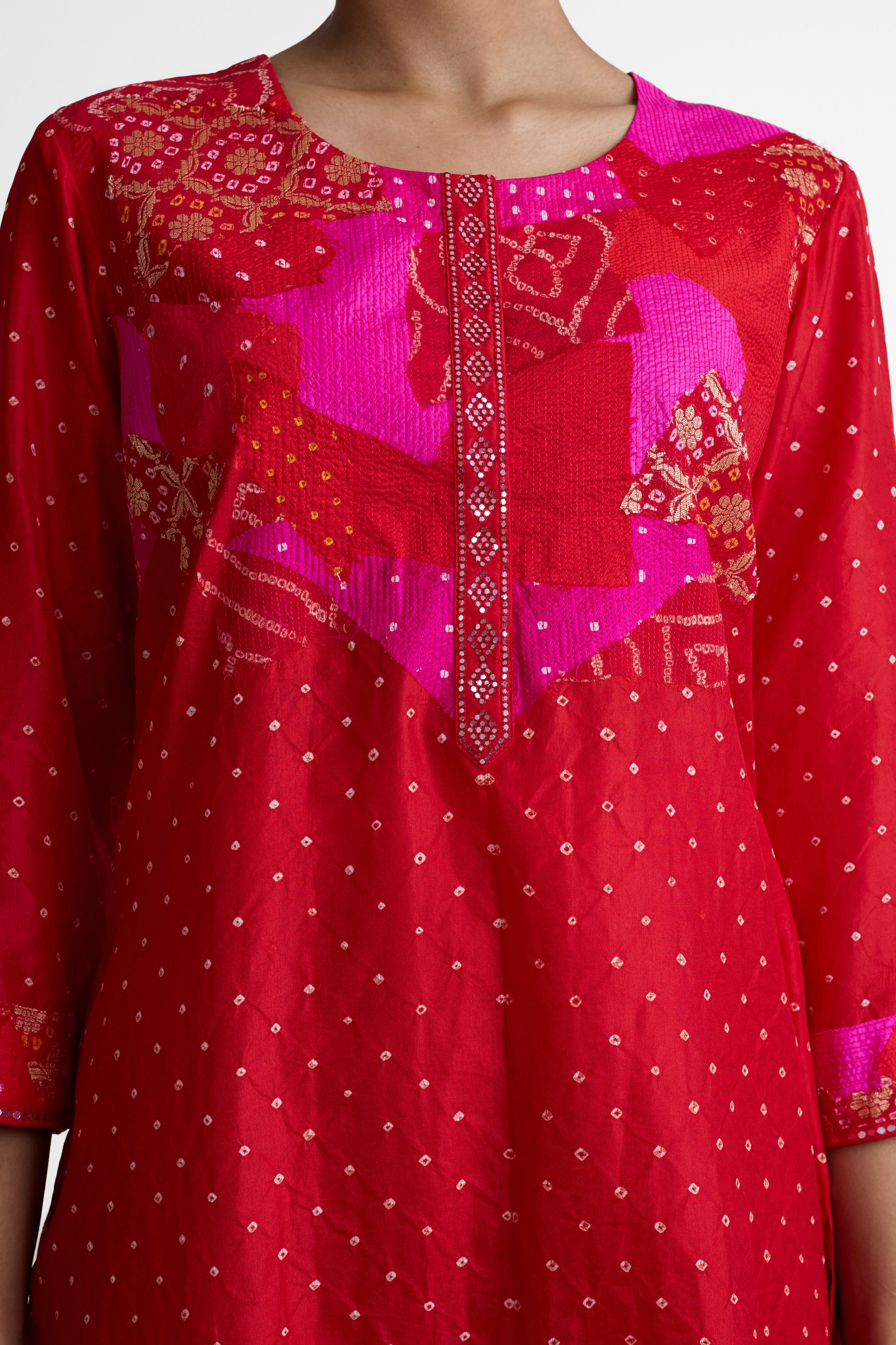 Boro Yoke Suit Set - Red