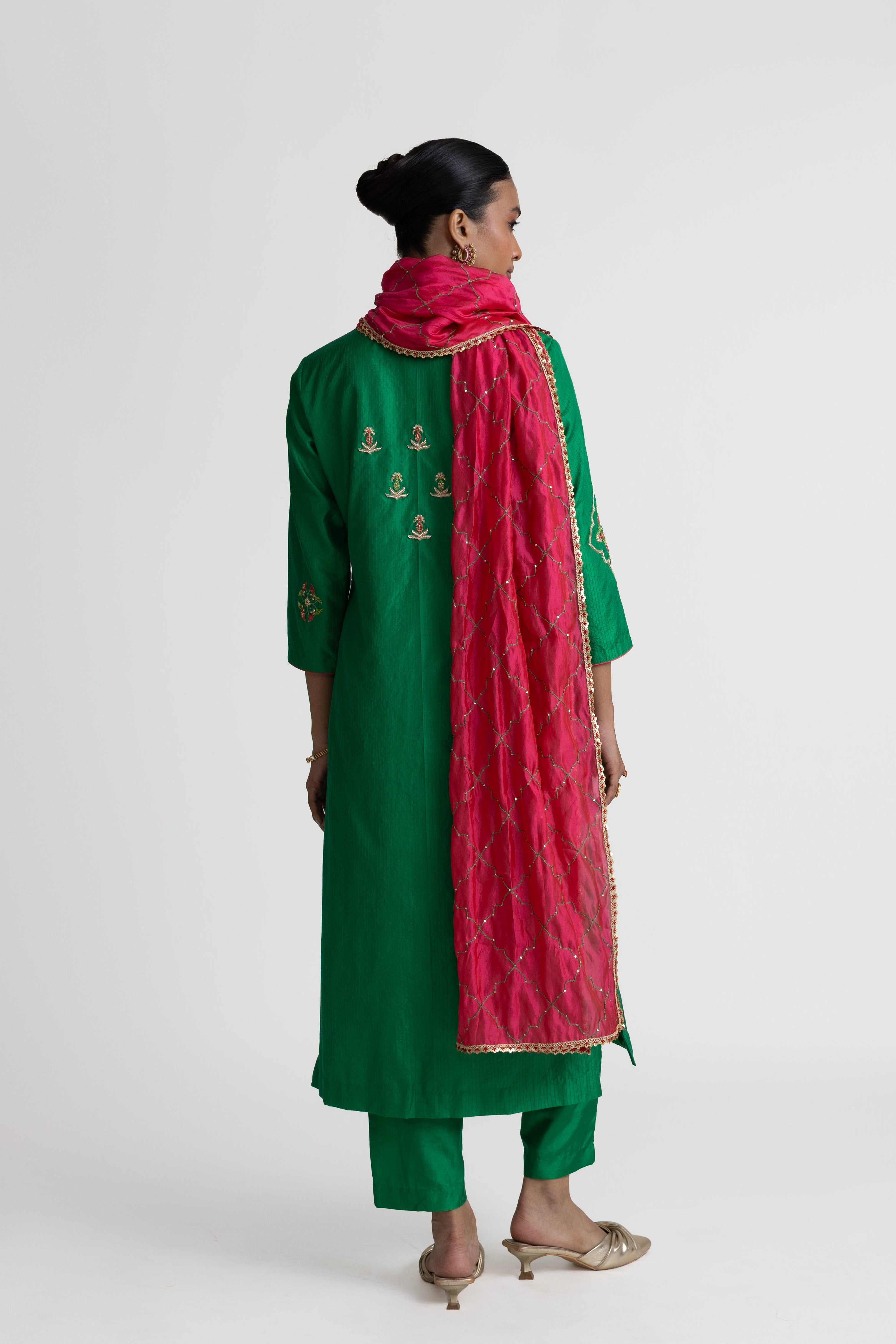 Boro Zardozi Suit Set - Green