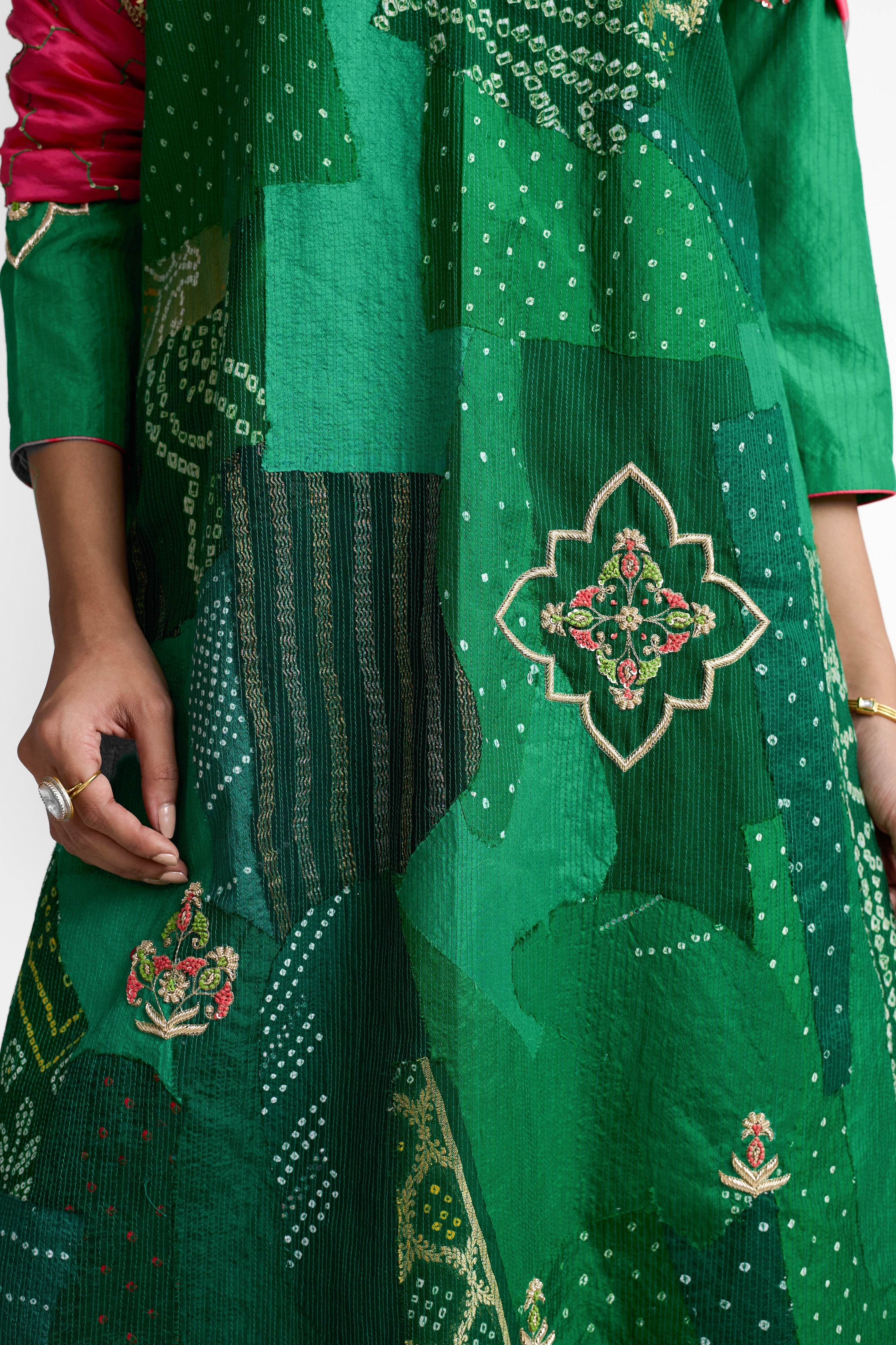 Boro Zardozi Suit Set - Green