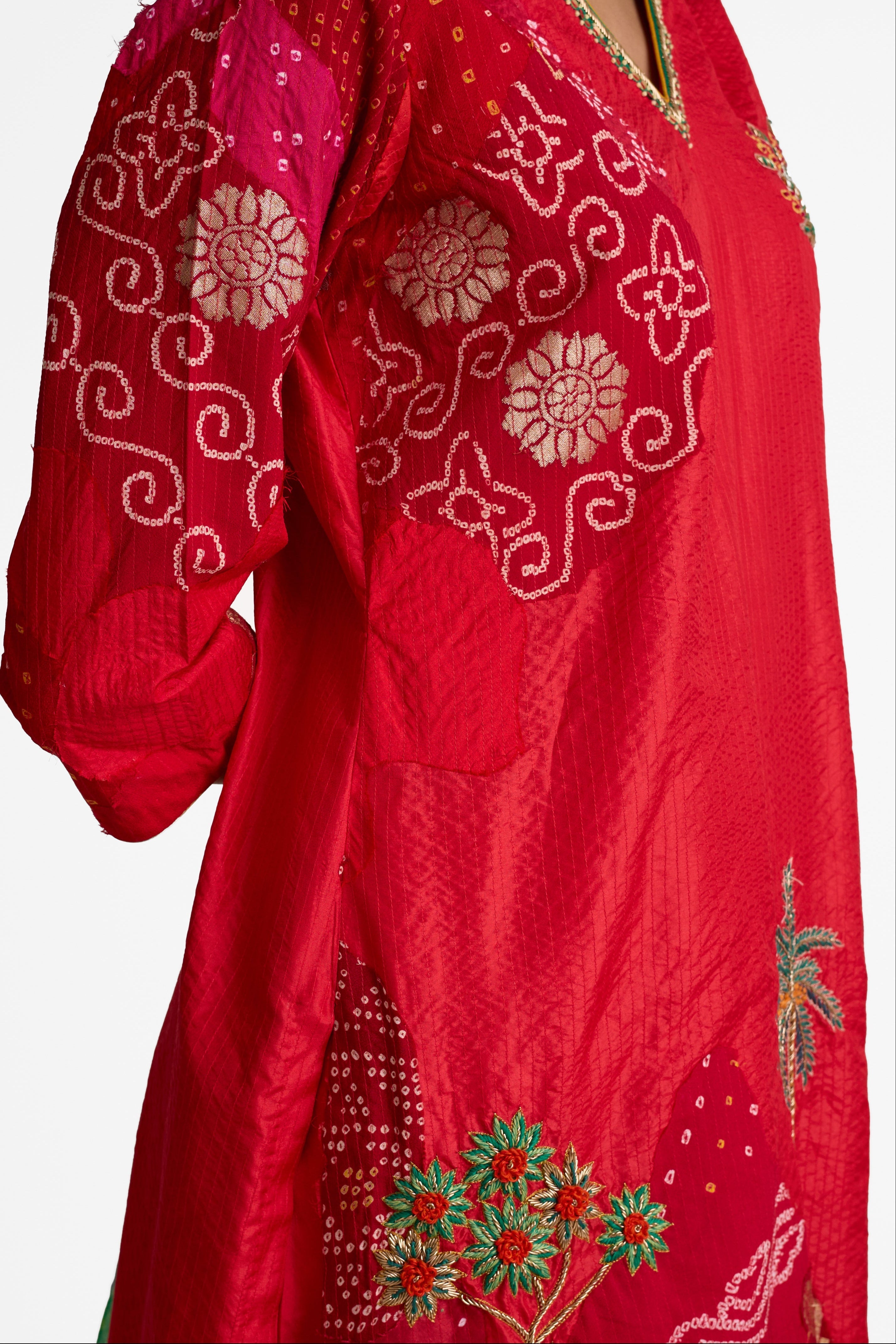 Boro Floral Suit Set - Red