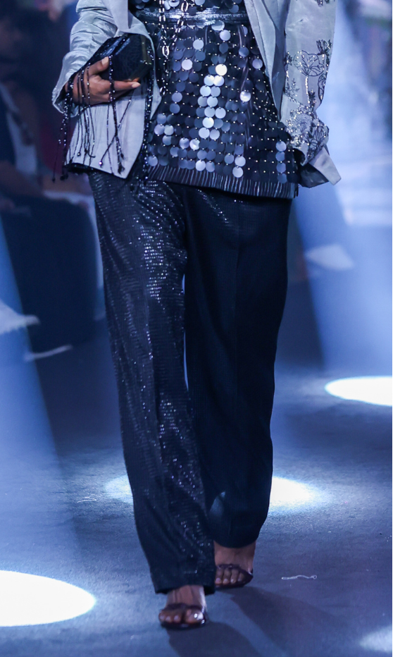 Embellished Linen Silk Blazer layered set