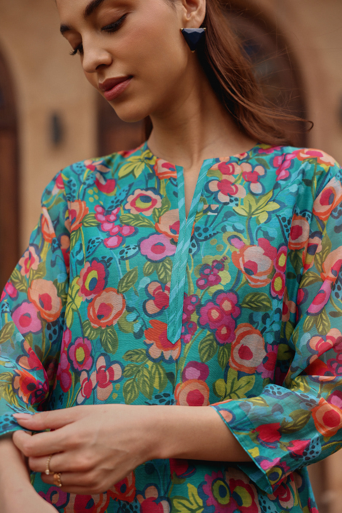 Teal Bloom Kurta Set