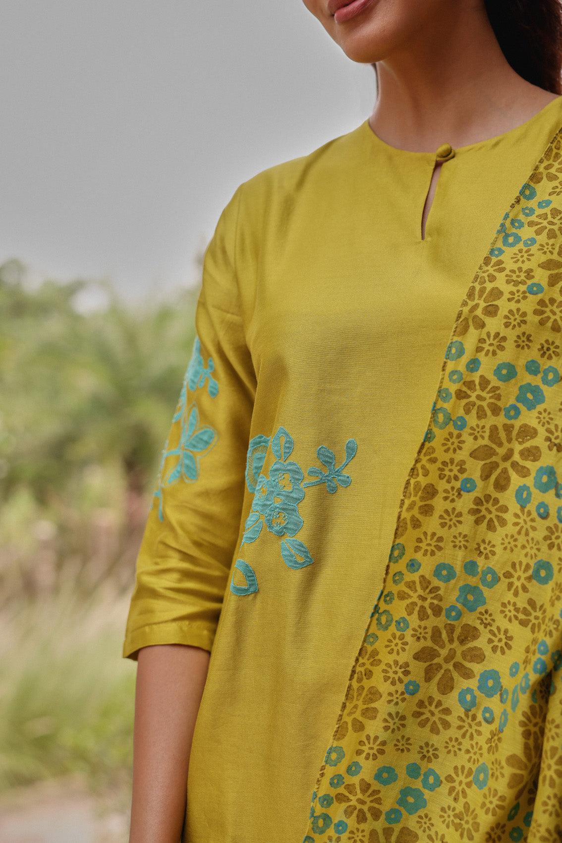 Ochre Applique Kurta Set