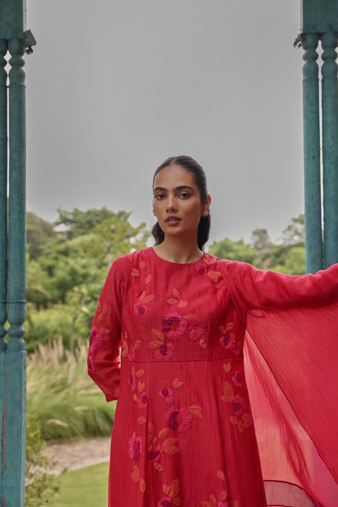 Berry Floral Anarkali Set