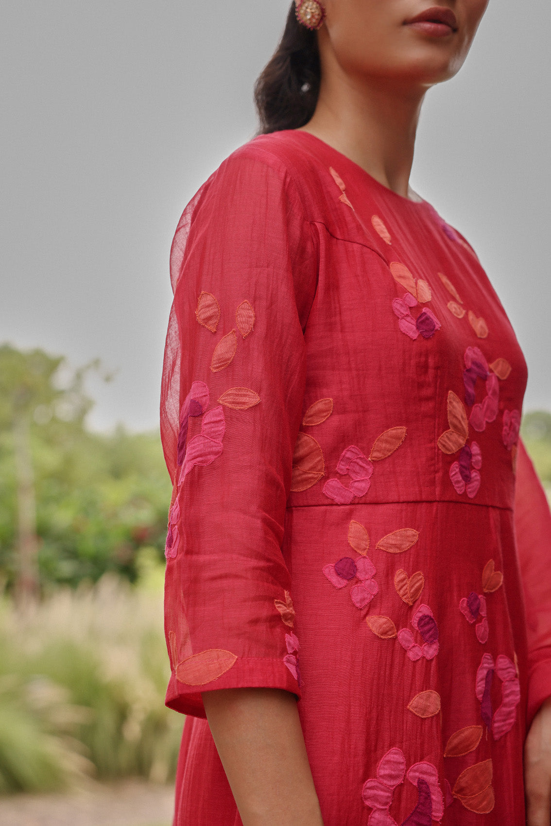 Berry Floral Anarkali Set