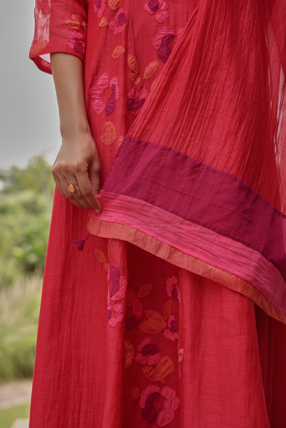 Berry Floral Anarkali Set