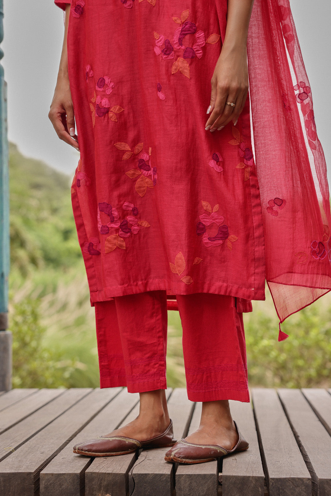 Berry Embroidered Floral Kurta Set