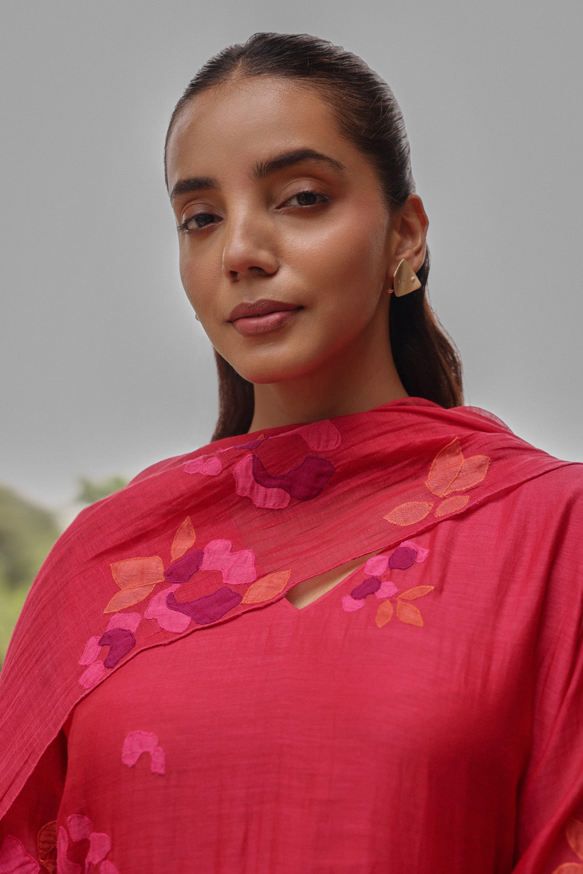 Berry Embroidered Floral Kurta Set