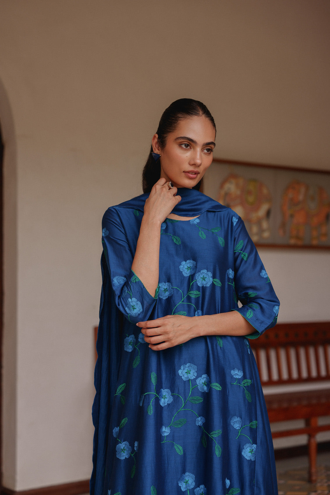 Indigo Bloom Anarkali Set