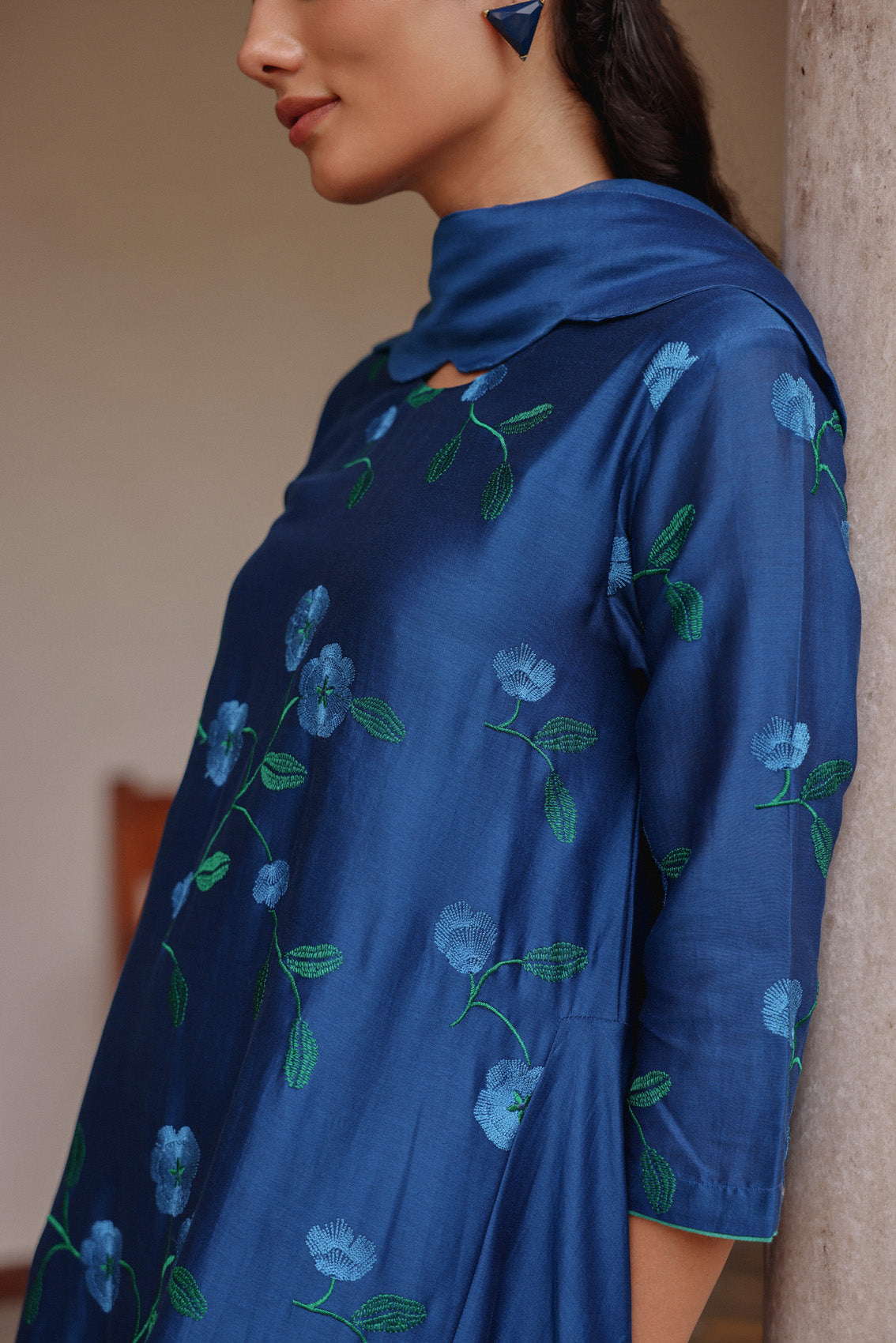 Indigo Bloom Anarkali Set