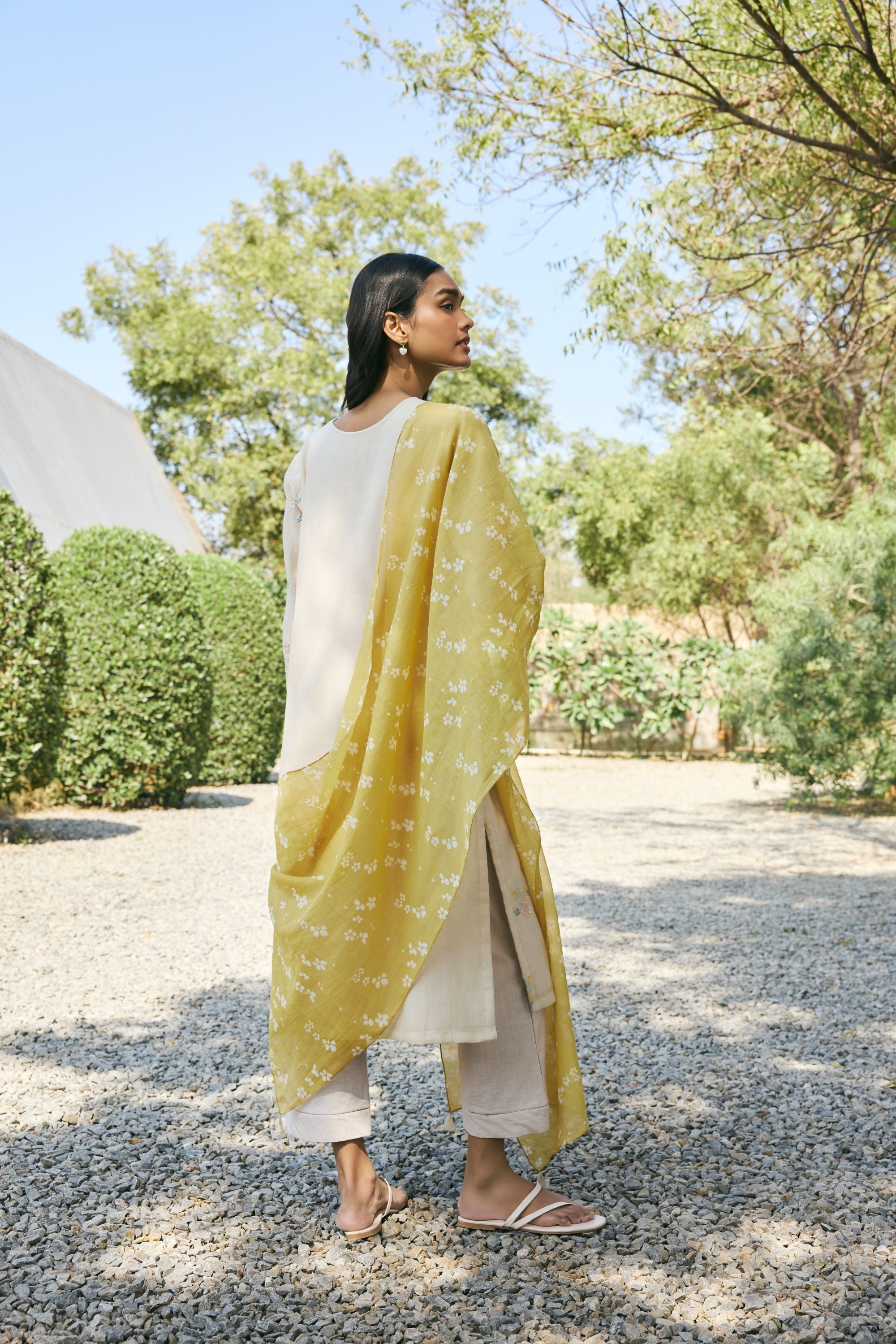 Ecru Embroidered Dress