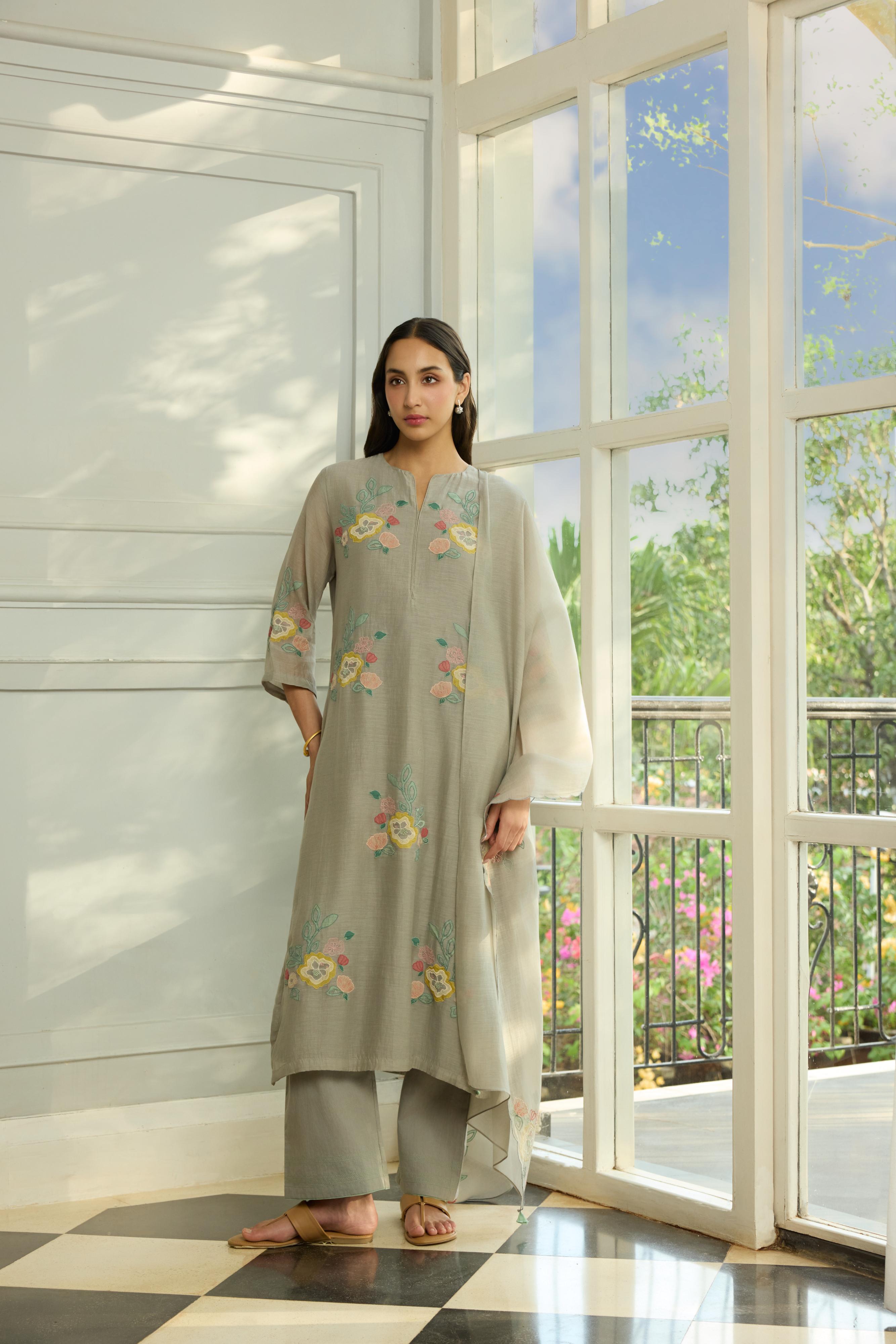 Slate Applique Kurta Set
