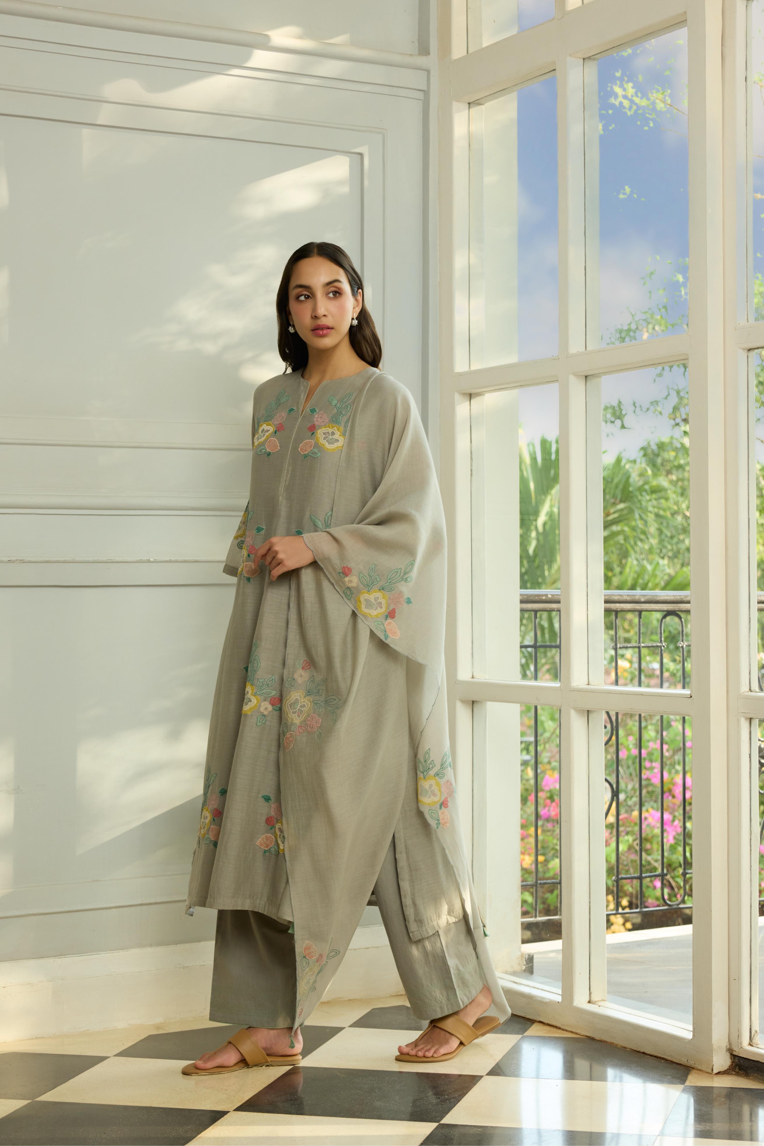 Slate Applique Kurta Set