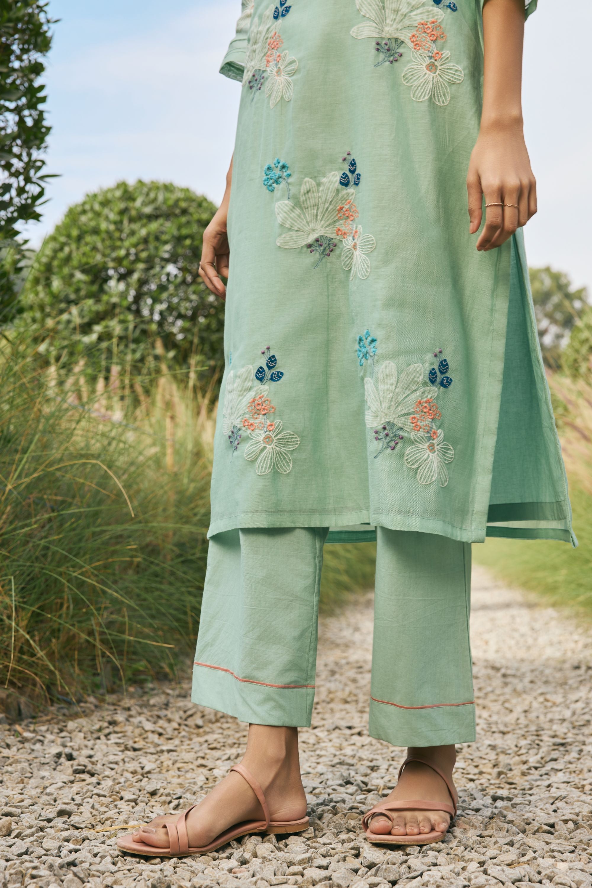Mint Applique Kurta Set