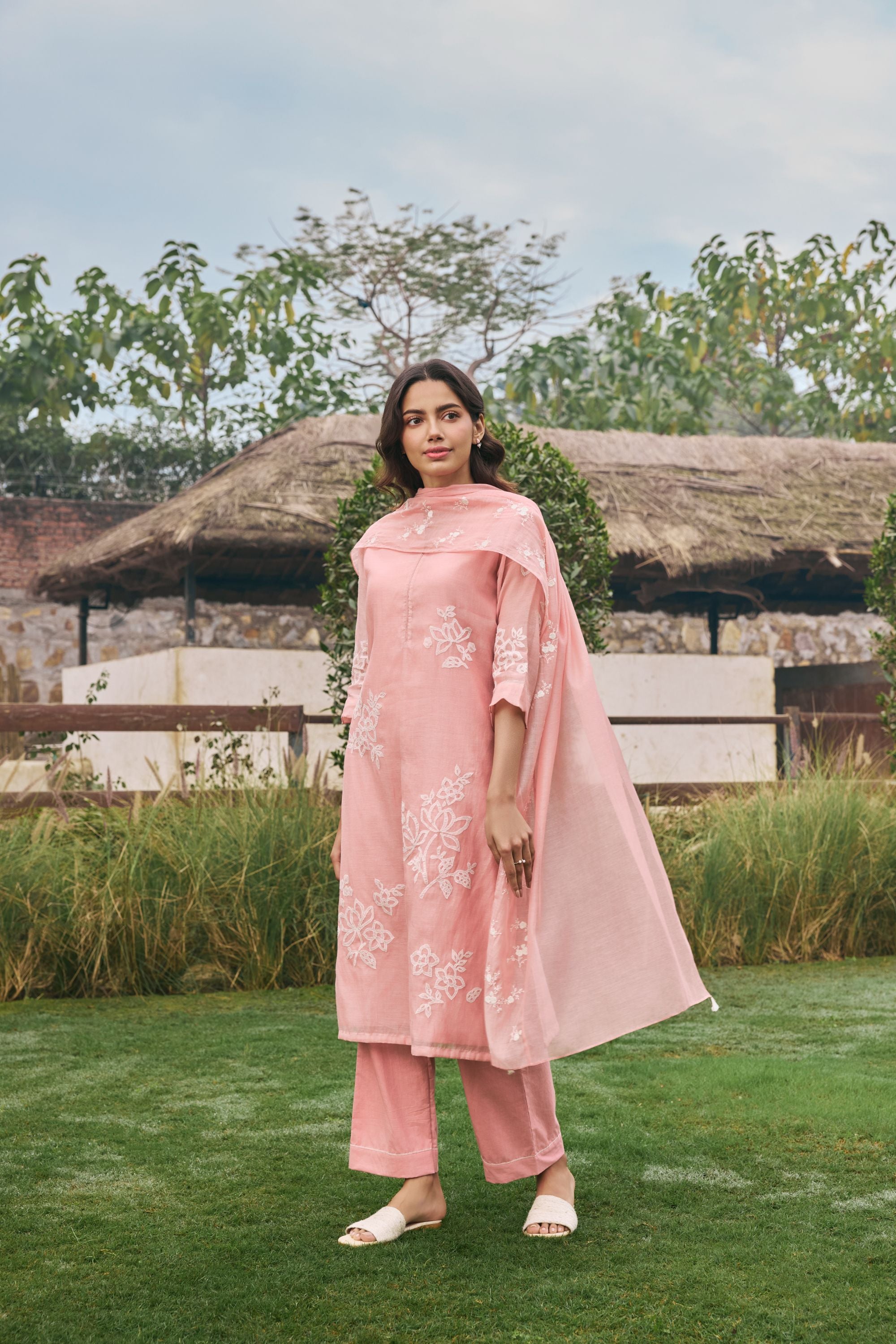 Tulip Floral Applique Kurta Set