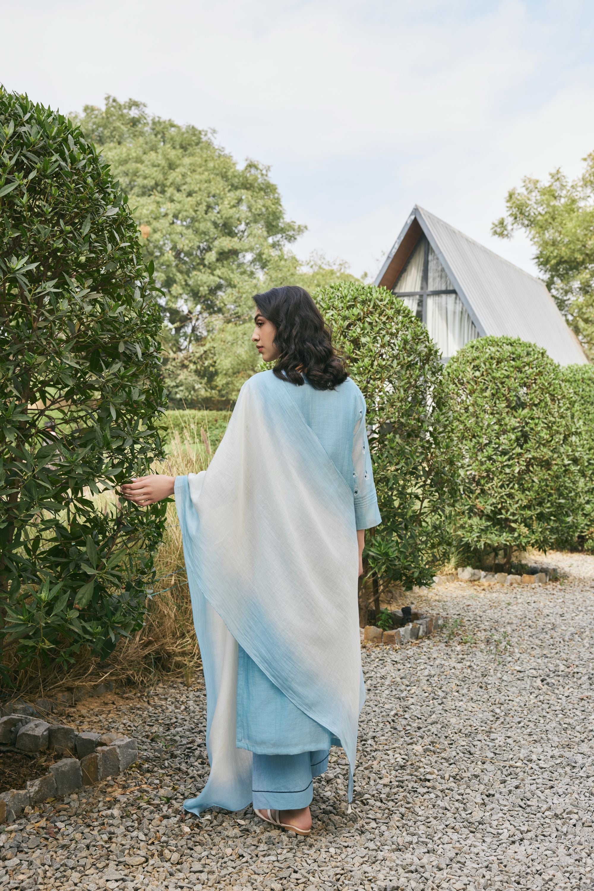 Sky embroidered kurta set