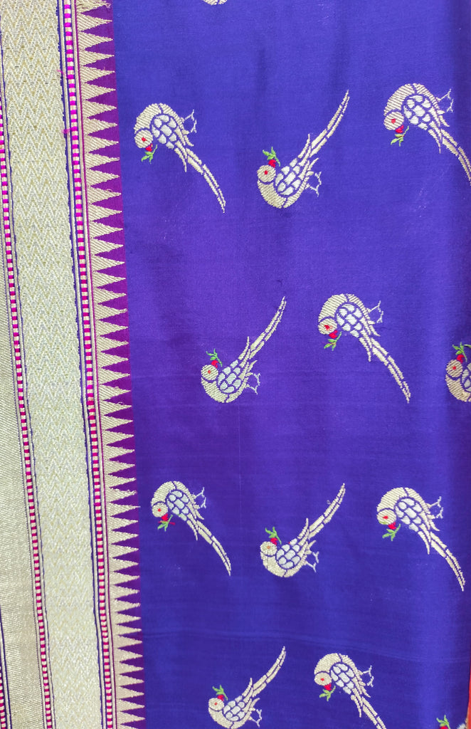 PURPLE PARROT  PRINT SAREE