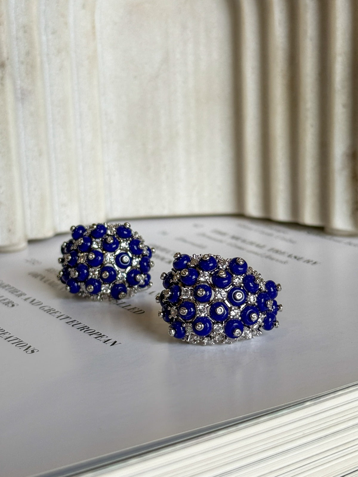 Blue Beaded Studs