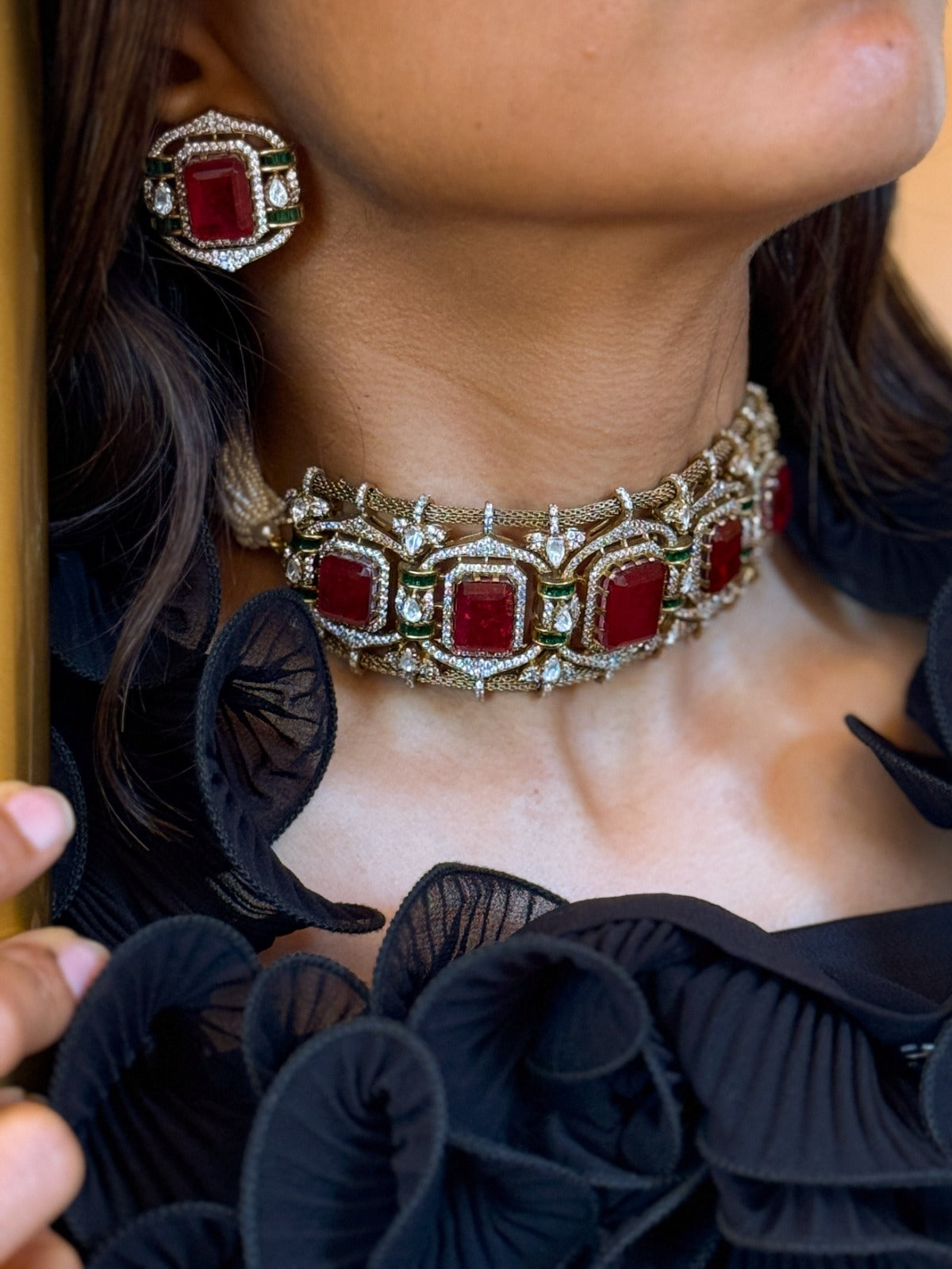 Ratna Choker Set-Red
