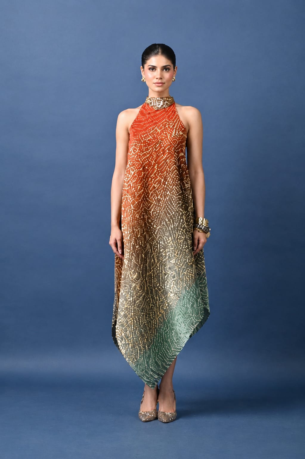 rust ombre sage dress