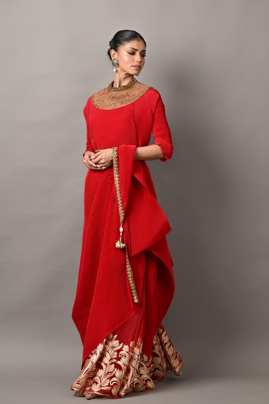 Red gota embroidered sharara