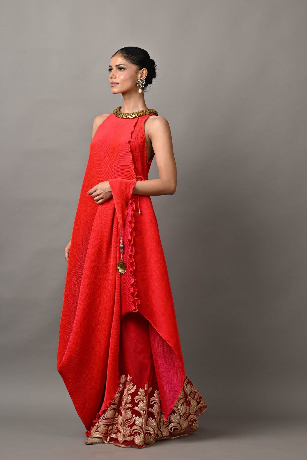 Red gota embroidered sharara
