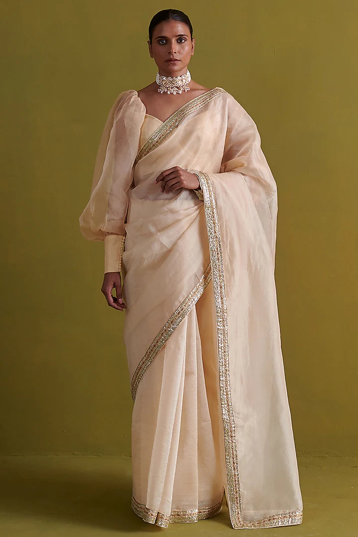 Gulbaug beige sari with blouse