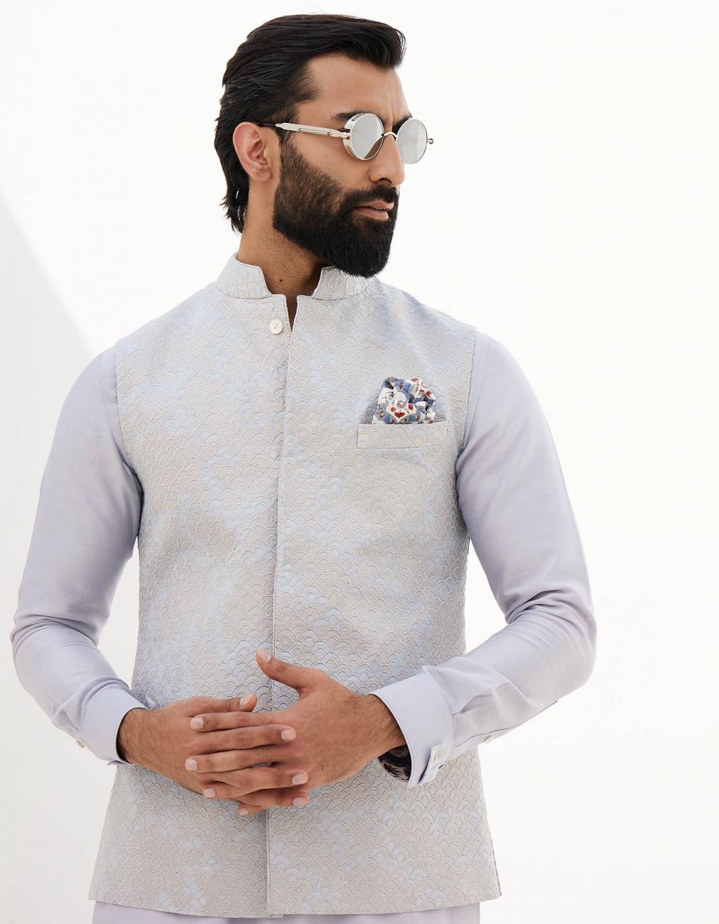 Sky Blue Short Kurta With Pant