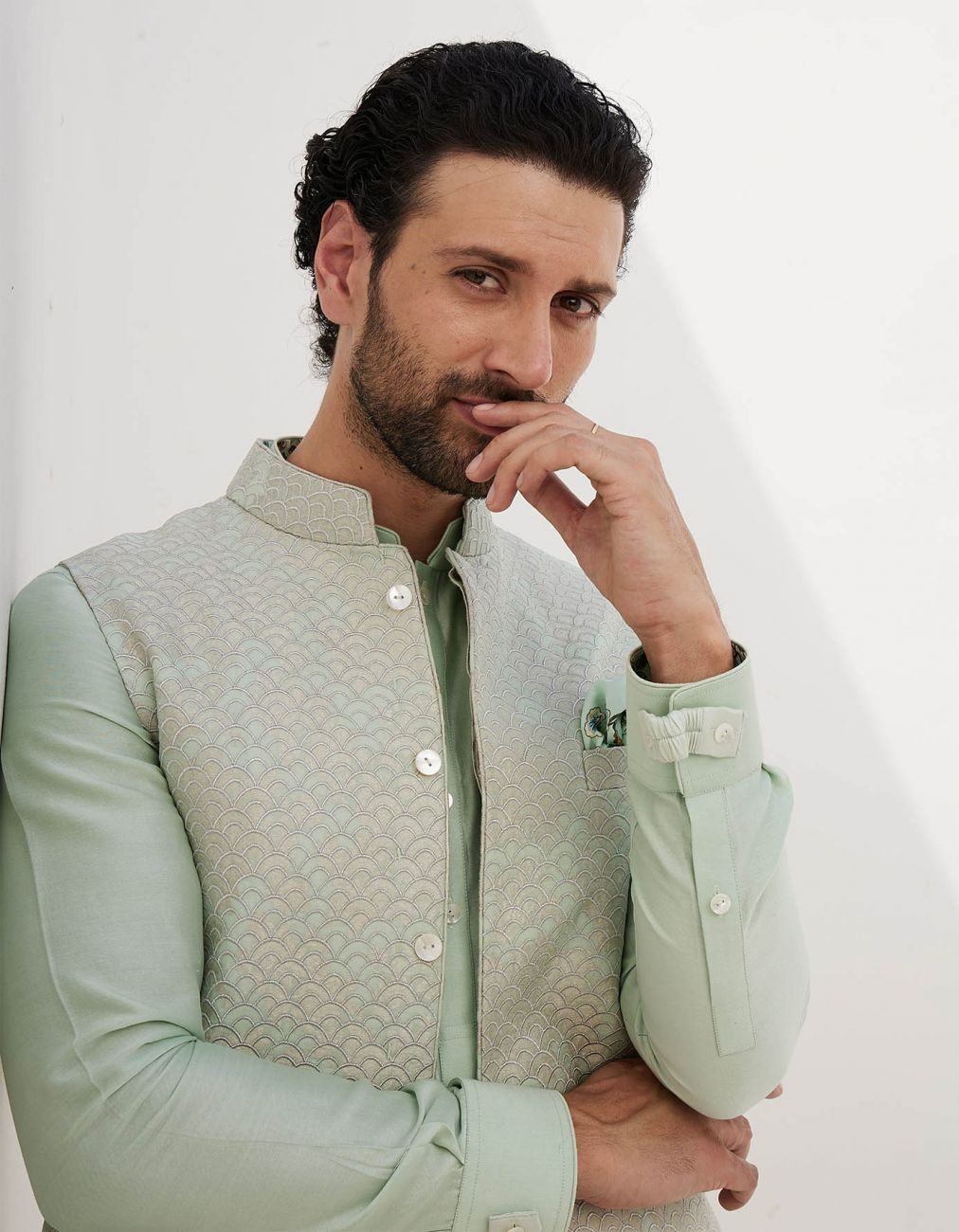 Sage Green Short Kurta With Pant